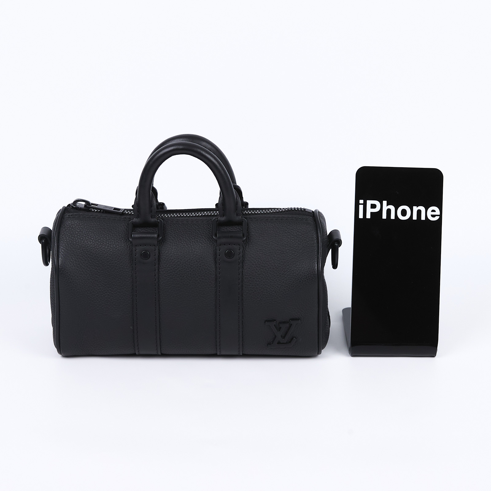 路易威登 LOUIS VUITTON Keepall XS號 手提 斜背 肩背包 黑色 M80950 晶片款 黑原花壓紋KEEPALL XS 背帶