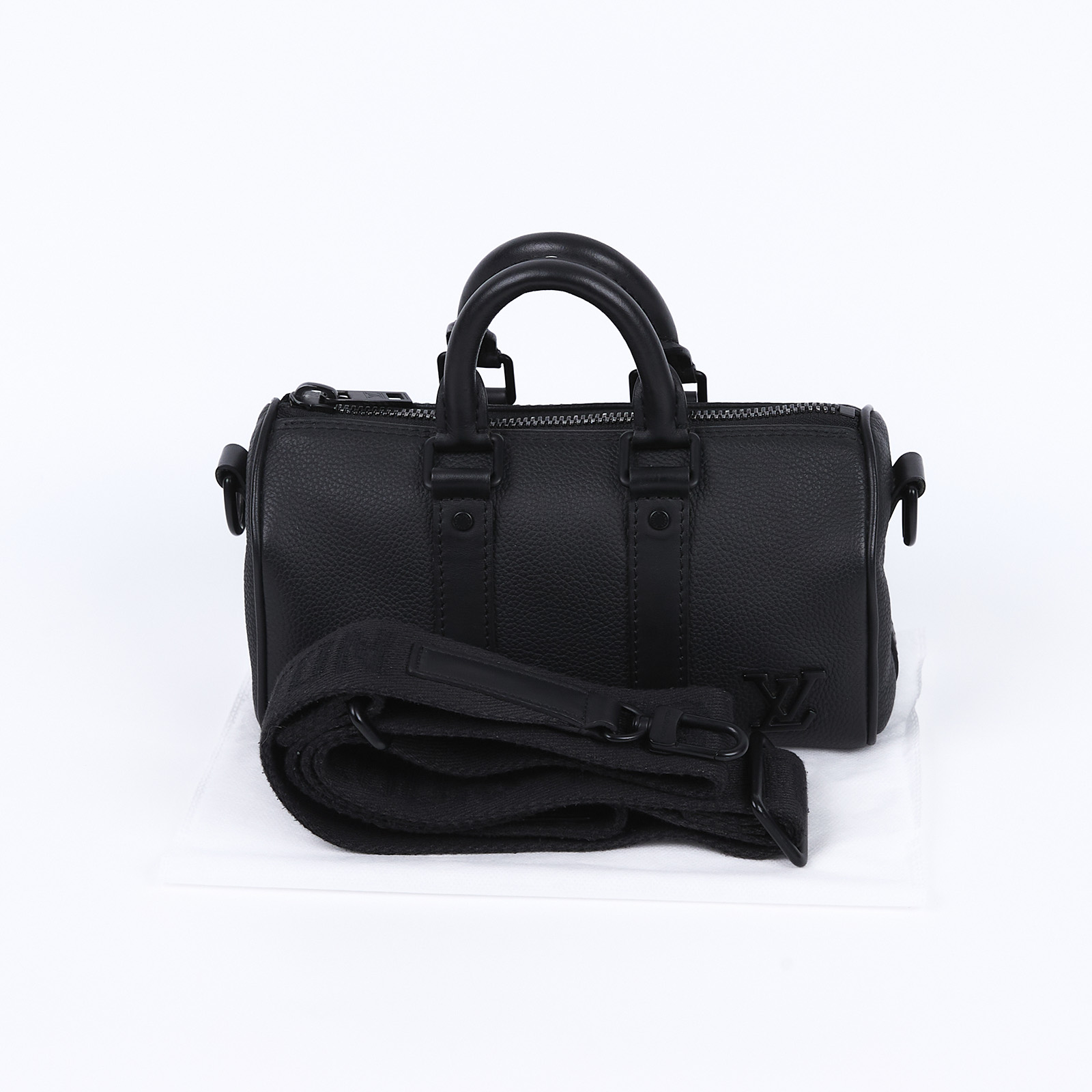 路易威登 LOUIS VUITTON Keepall XS號 手提 斜背 肩背包 黑色 M80950 晶片款 黑原花壓紋KEEPALL XS 背帶