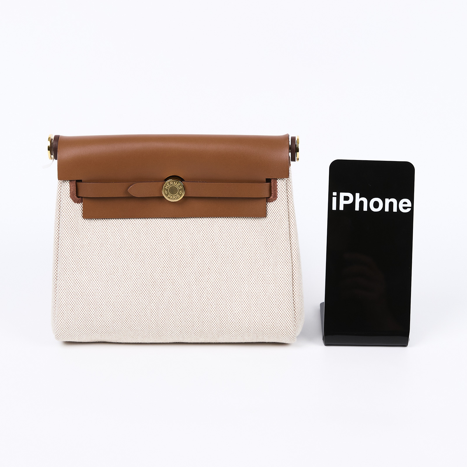 愛馬仕 Hermes Herbag Zip 20 HER20 W刻 金棕拼米白帆布HERBAG20 原廠盒子/防塵袋/背帶