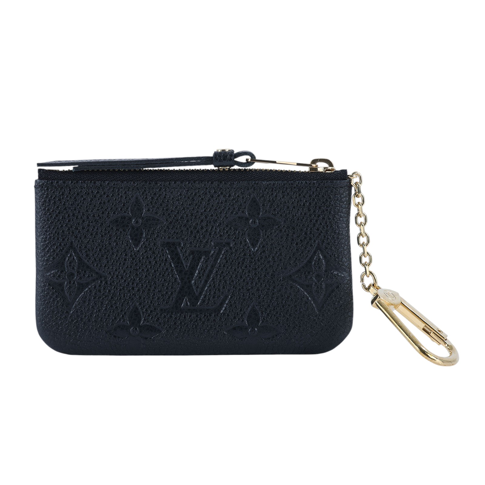 路易威登 LOUIS VUITTON 鑰匙零錢包 塗層帆布 壓花牛皮 黑色 M80879 黑壓紋鑰匙零錢包 原廠盒子/防塵袋