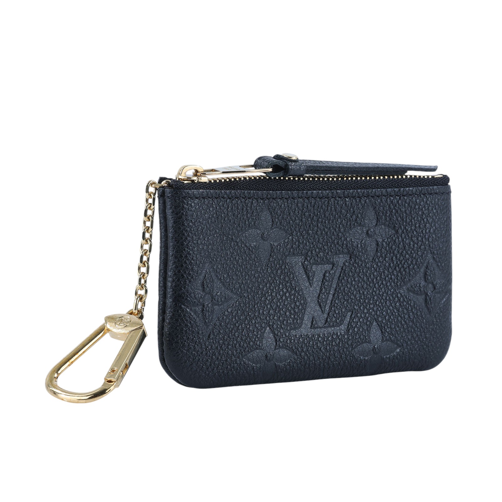 路易威登 LOUIS VUITTON 鑰匙零錢包 塗層帆布 壓花牛皮 黑色 M80879 黑壓紋鑰匙零錢包 原廠盒子/防塵袋