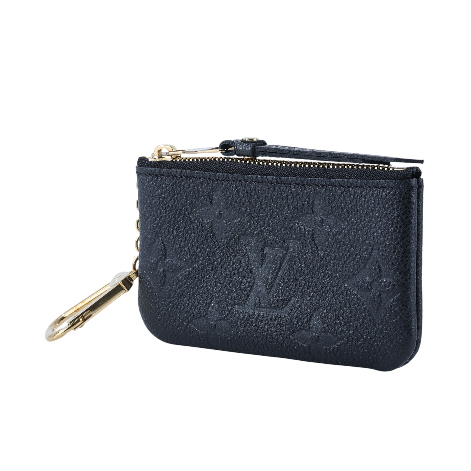 路易威登 LOUIS VUITTON 鑰匙零錢包 塗層帆布 壓花牛皮 黑色 M80879 黑壓紋鑰匙零錢包 原廠盒子/防塵袋