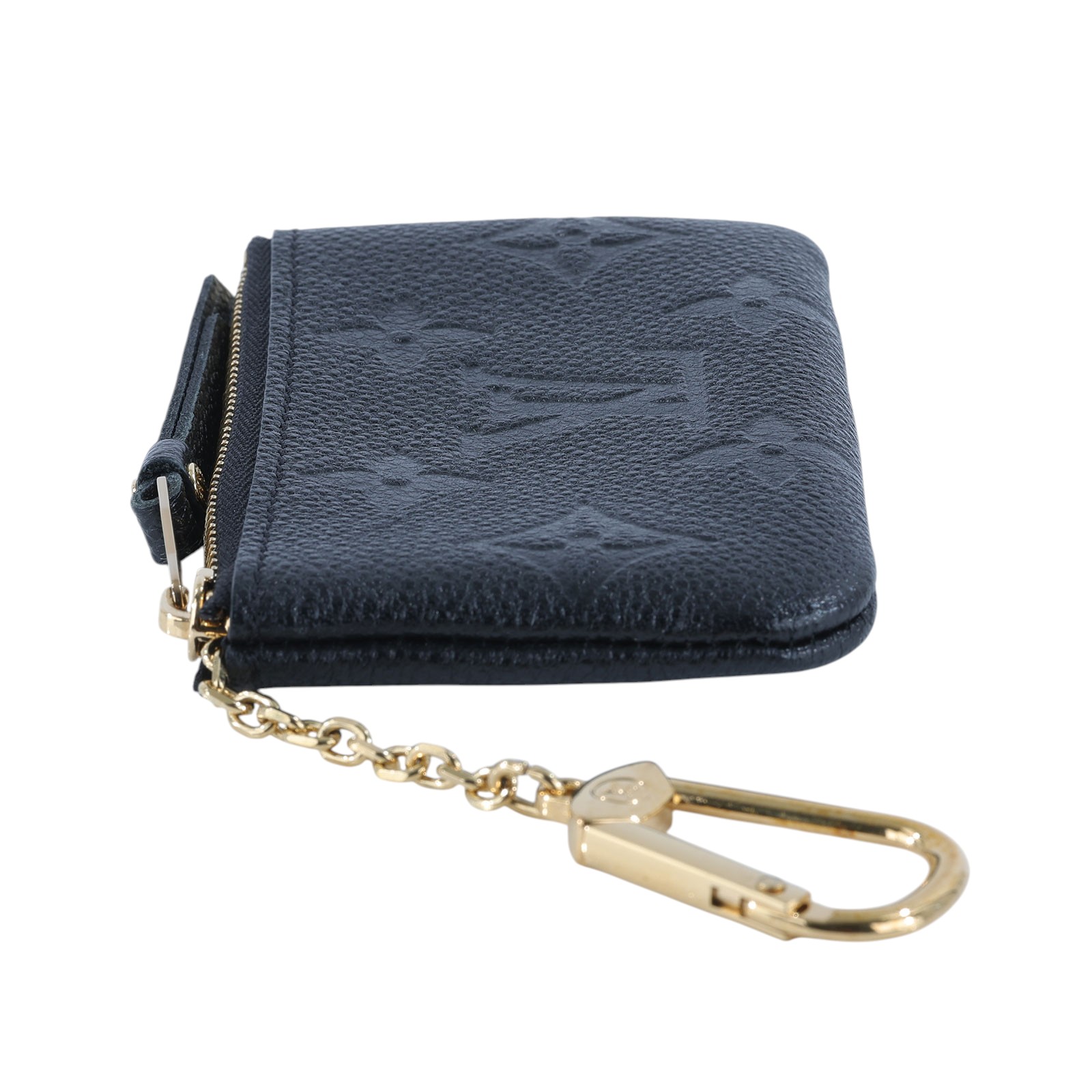 路易威登 LOUIS VUITTON 鑰匙零錢包 塗層帆布 壓花牛皮 黑色 M80879 黑壓紋鑰匙零錢包 原廠盒子/防塵袋