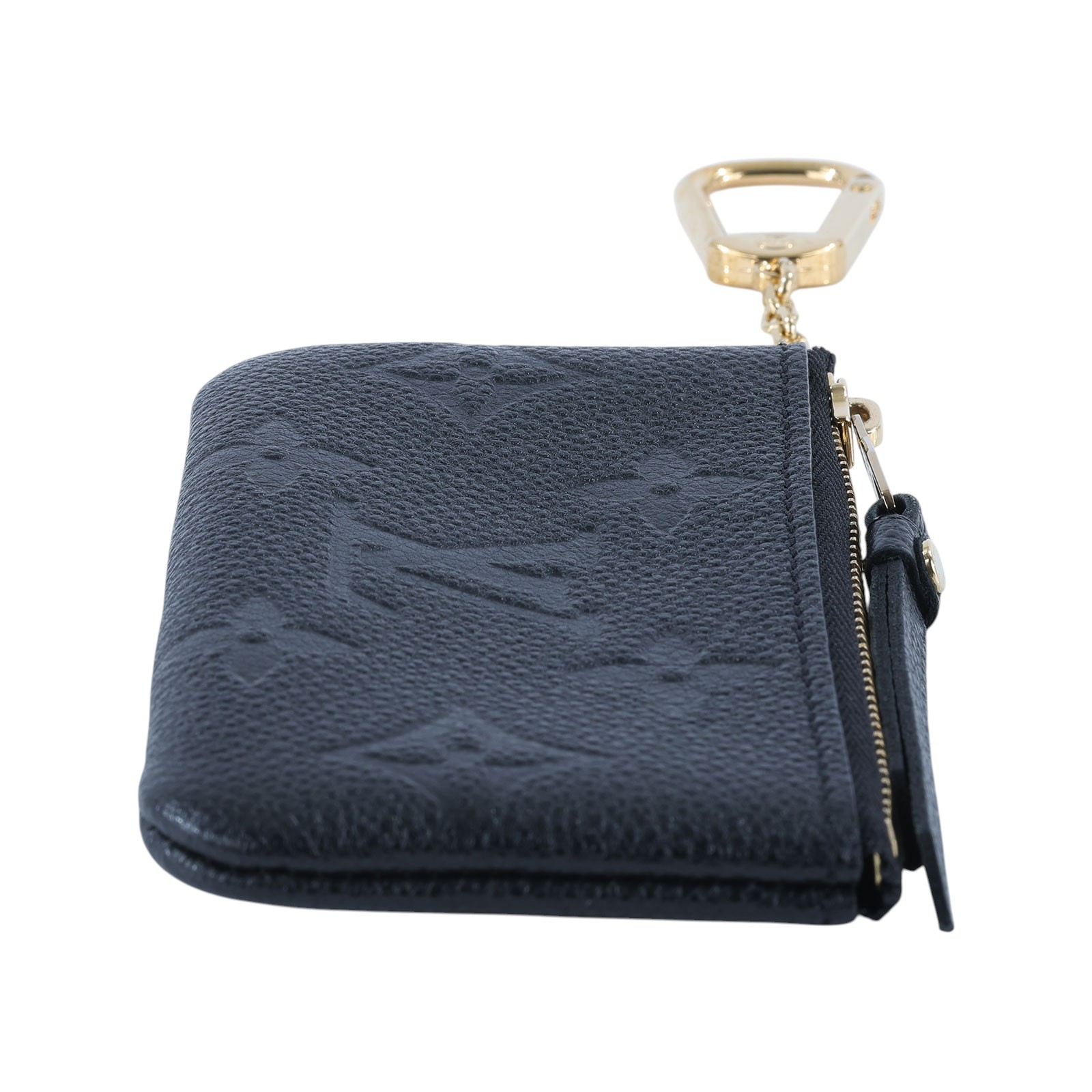 路易威登 LOUIS VUITTON 鑰匙零錢包 塗層帆布 壓花牛皮 黑色 M80879 黑壓紋鑰匙零錢包 原廠盒子/防塵袋