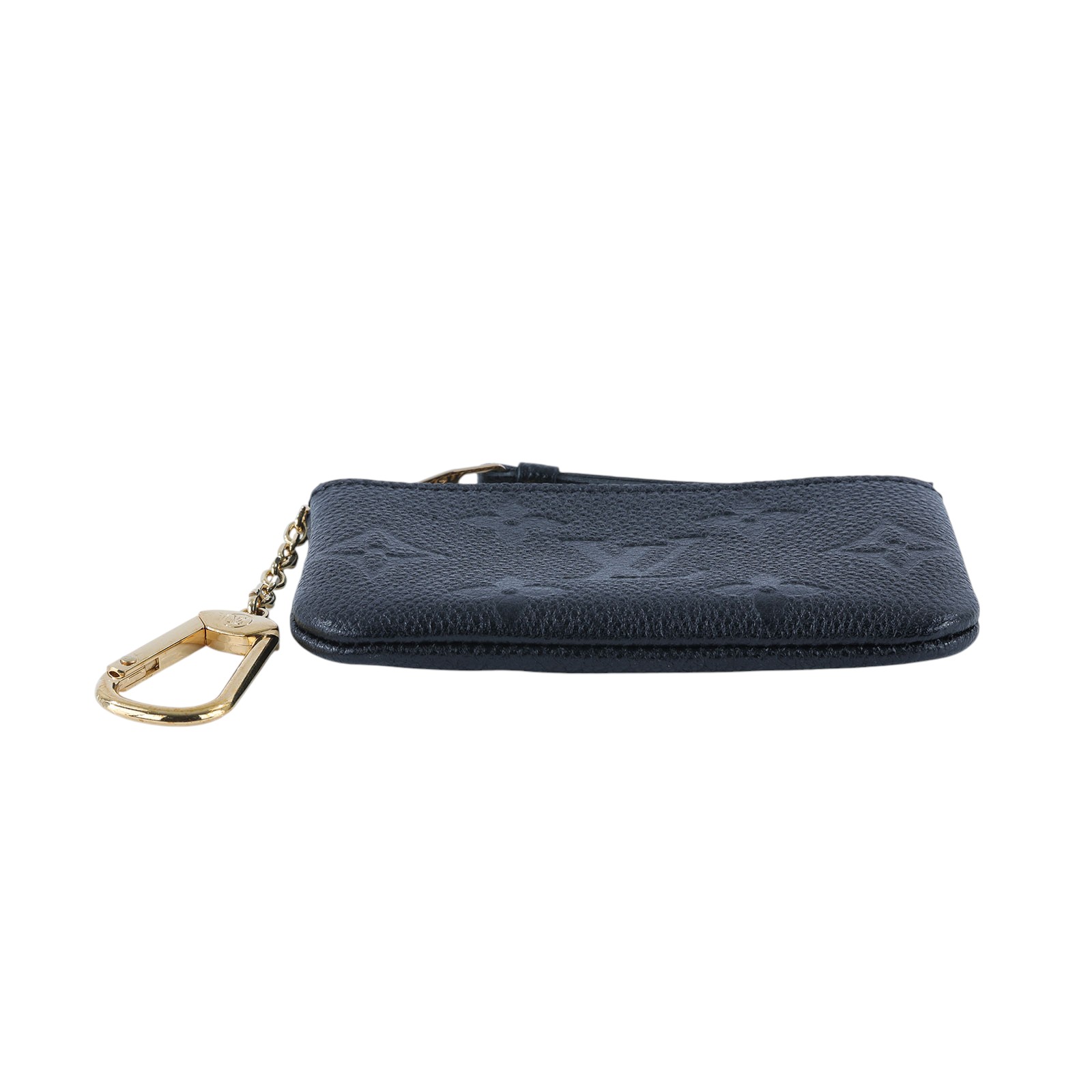 路易威登 LOUIS VUITTON 鑰匙零錢包 塗層帆布 壓花牛皮 黑色 M80879 黑壓紋鑰匙零錢包 原廠盒子/防塵袋