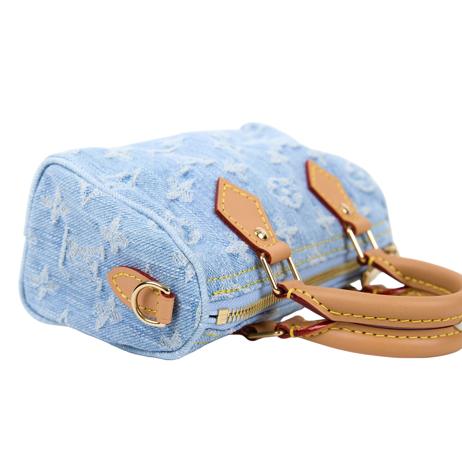 路易威登 LOUIS VUITTON Nano Speedy 手提 肩背包 丹寧 M11212 晶片款 淺藍丹寧 NANO SPEEDY 原廠盒子/防塵袋