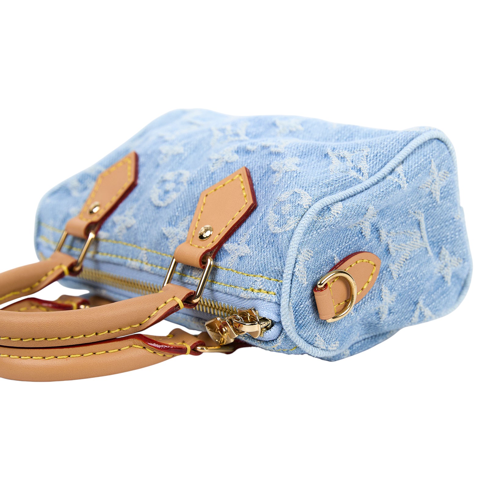 路易威登 LOUIS VUITTON Nano Speedy 手提 肩背包 丹寧 M11212 晶片款 淺藍丹寧 NANO SPEEDY 原廠盒子/防塵袋