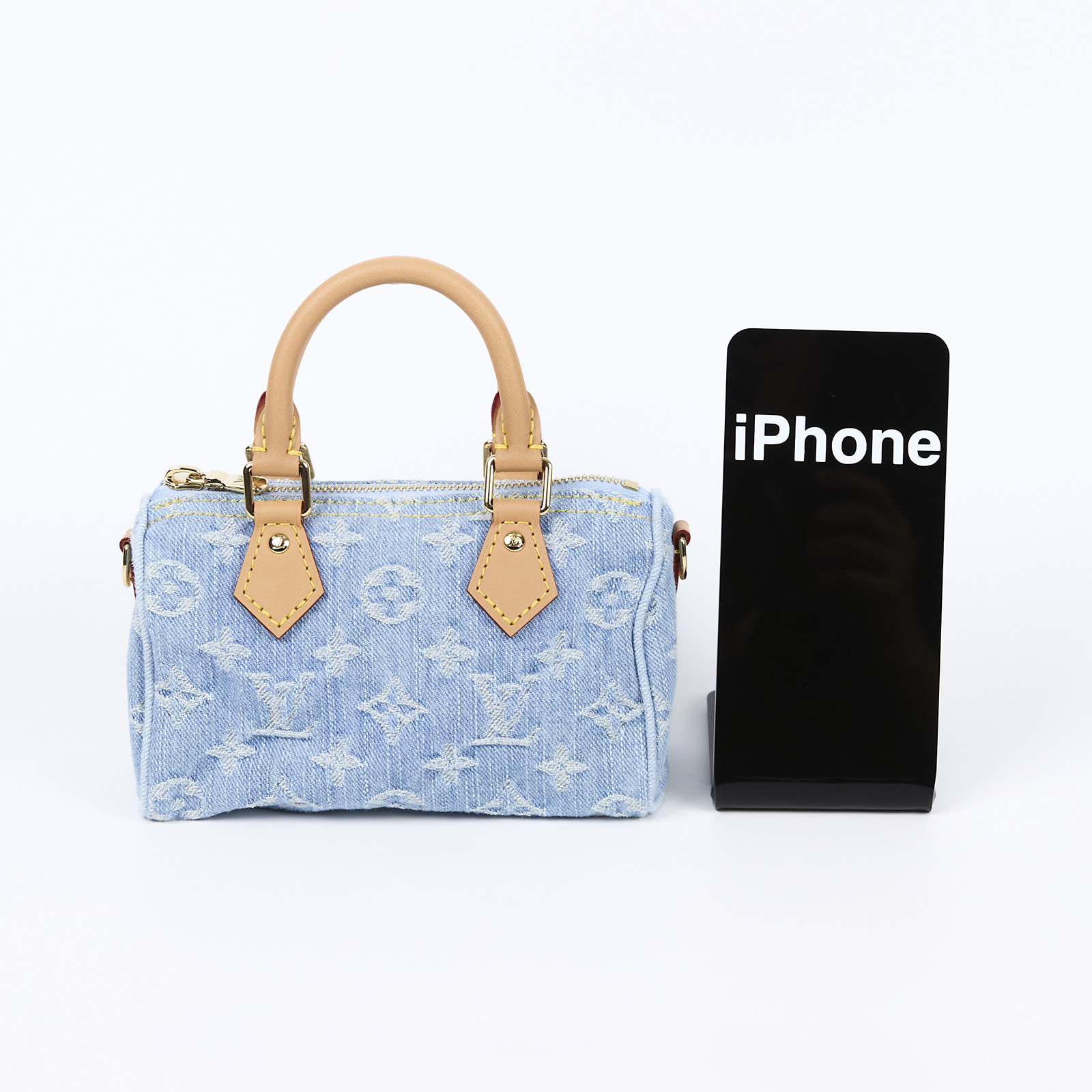 路易威登 LOUIS VUITTON Nano Speedy 手提 肩背包 丹寧 M11212 晶片款 淺藍丹寧 NANO SPEEDY 原廠盒子/防塵袋