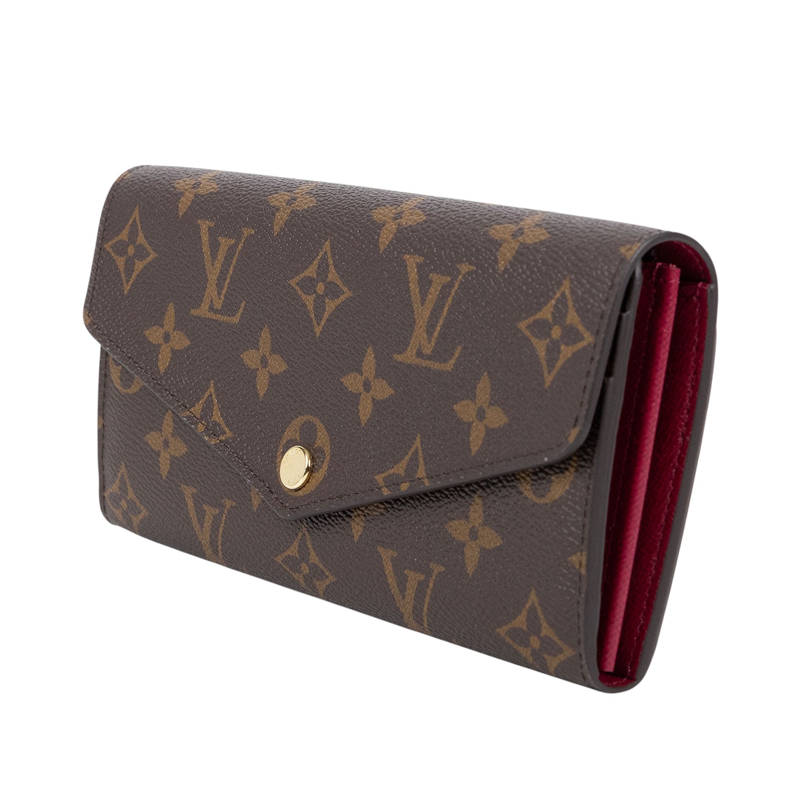 路易威登 LOUIS VUITTON Sarah 錢包 口蓋長夾 紫紅色 M62234 晶片款 原花酒紅Sarah信封長夾 原廠盒子/防塵袋