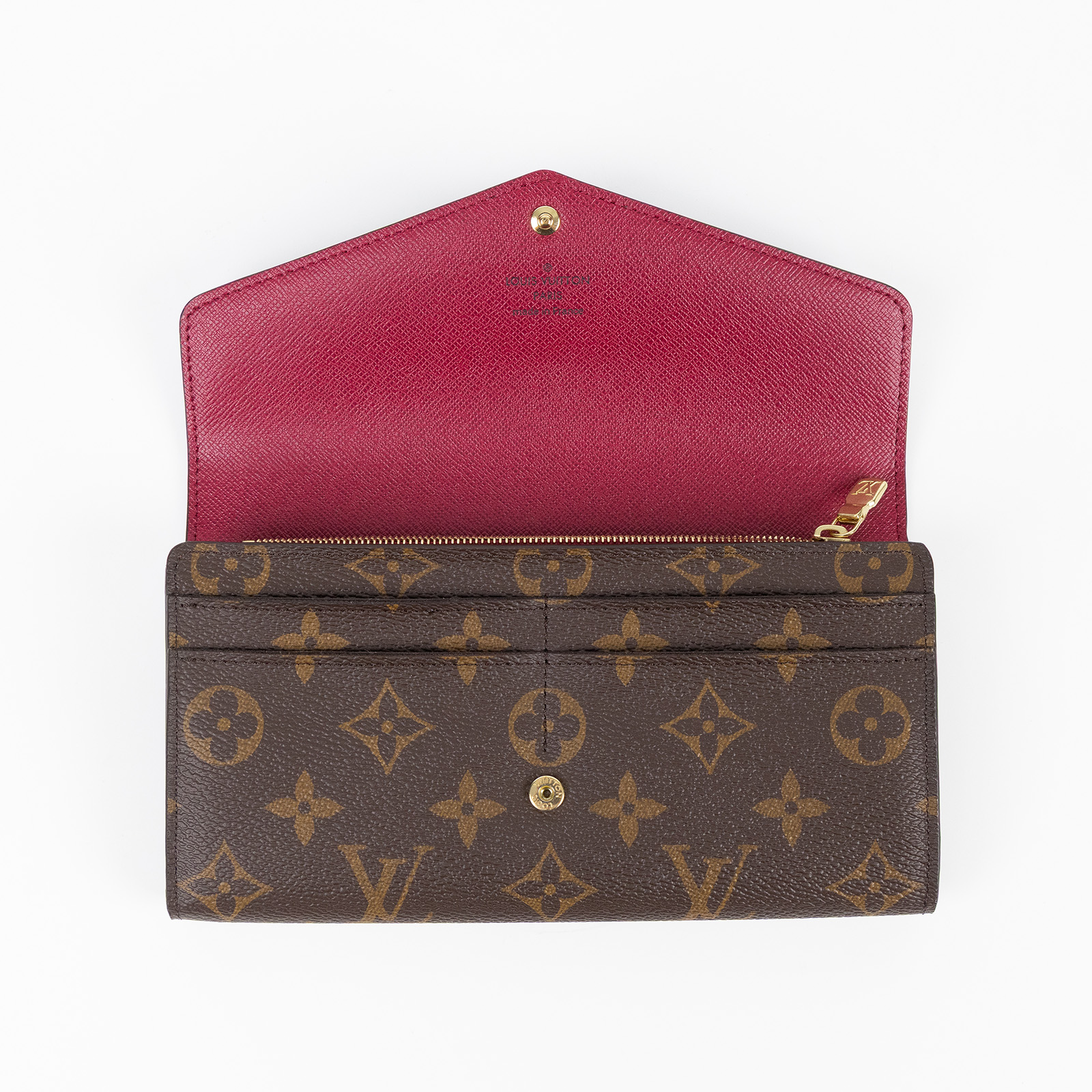路易威登 LOUIS VUITTON Sarah 錢包 口蓋長夾 紫紅色 M62234 晶片款 原花酒紅Sarah信封長夾 原廠盒子/防塵袋