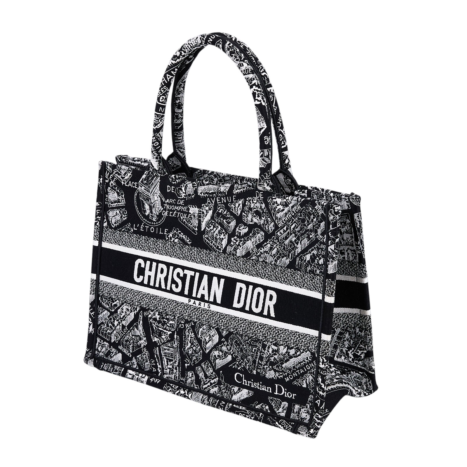 迪奧 CHRISTIAN DIOR Book Tote 小型 托特包 黑色 白色 M1296ZOMP 黑地圖BOOKTOTE 中號 防塵袋/保證卡