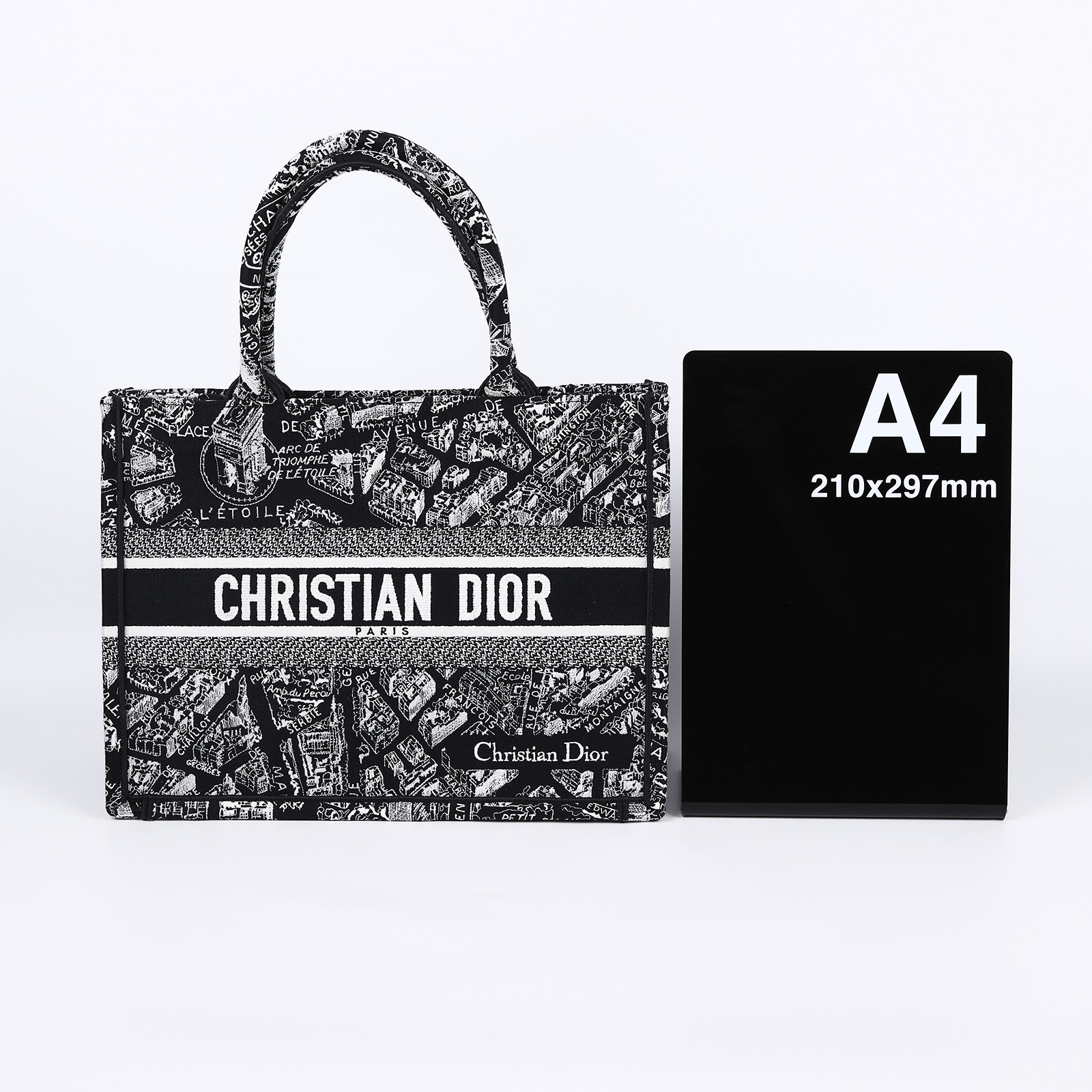 迪奧 CHRISTIAN DIOR Book Tote 小型 托特包 黑色 白色 M1296ZOMP 黑地圖BOOKTOTE 中號 防塵袋/保證卡