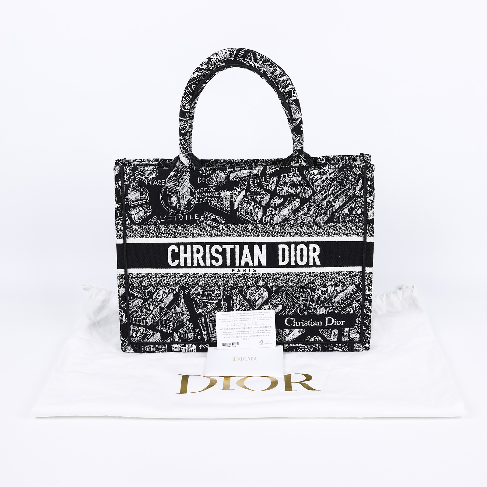 迪奧 CHRISTIAN DIOR Book Tote 小型 托特包 黑色 白色 M1296ZOMP 黑地圖BOOKTOTE 中號 防塵袋/保證卡