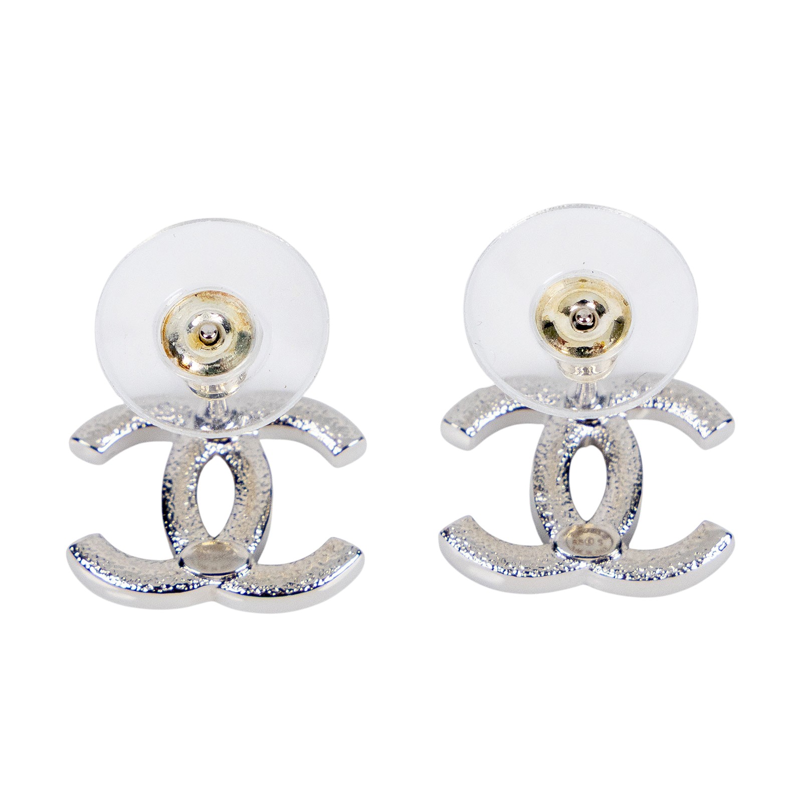 香奈兒 CHANEL CC LOGO 耳環 B25 S 黑銀水鑽雙C耳環 原廠盒子
