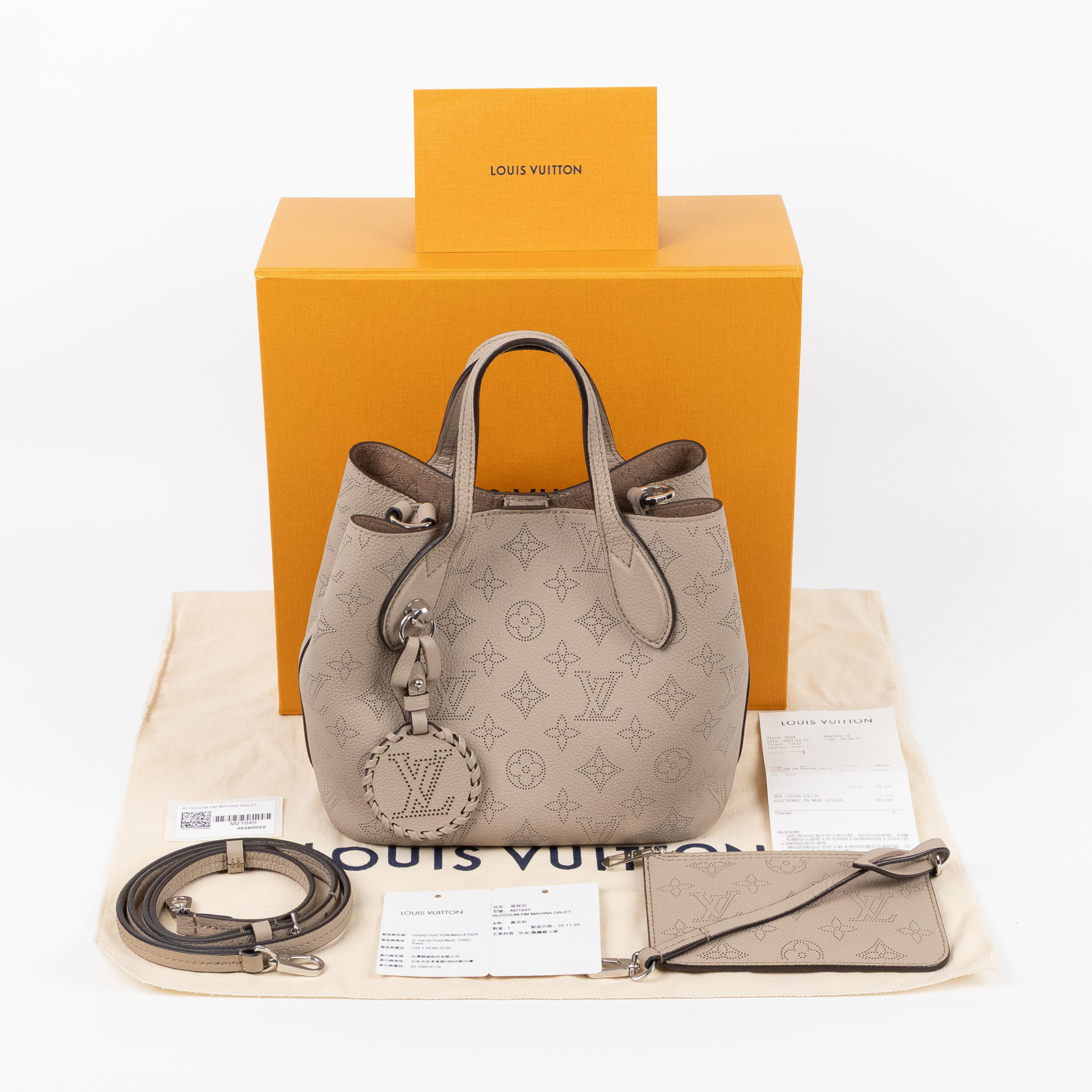 路易威登 LOUIS VUITTON Blossom PM 手提袋 灰色 M21849 晶片款  原廠盒子/防塵袋/背帶/內袋/吊牌/購買證明