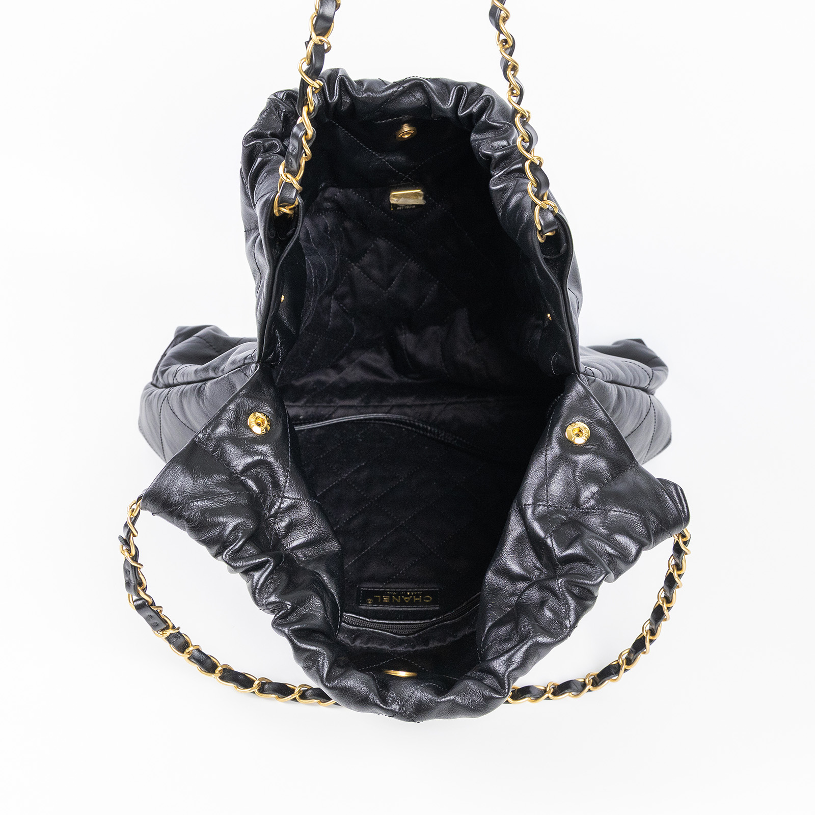香奈兒 CHANEL 22 中型 束口包 AS3261 B08037 黑金22BAG 中號 防塵袋/內袋/購買證明