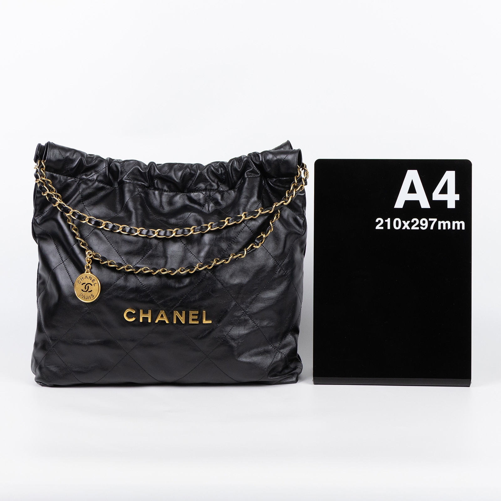 香奈兒 CHANEL 22 中型 束口包 AS3261 B08037 黑金22BAG 中號 防塵袋/內袋/購買證明