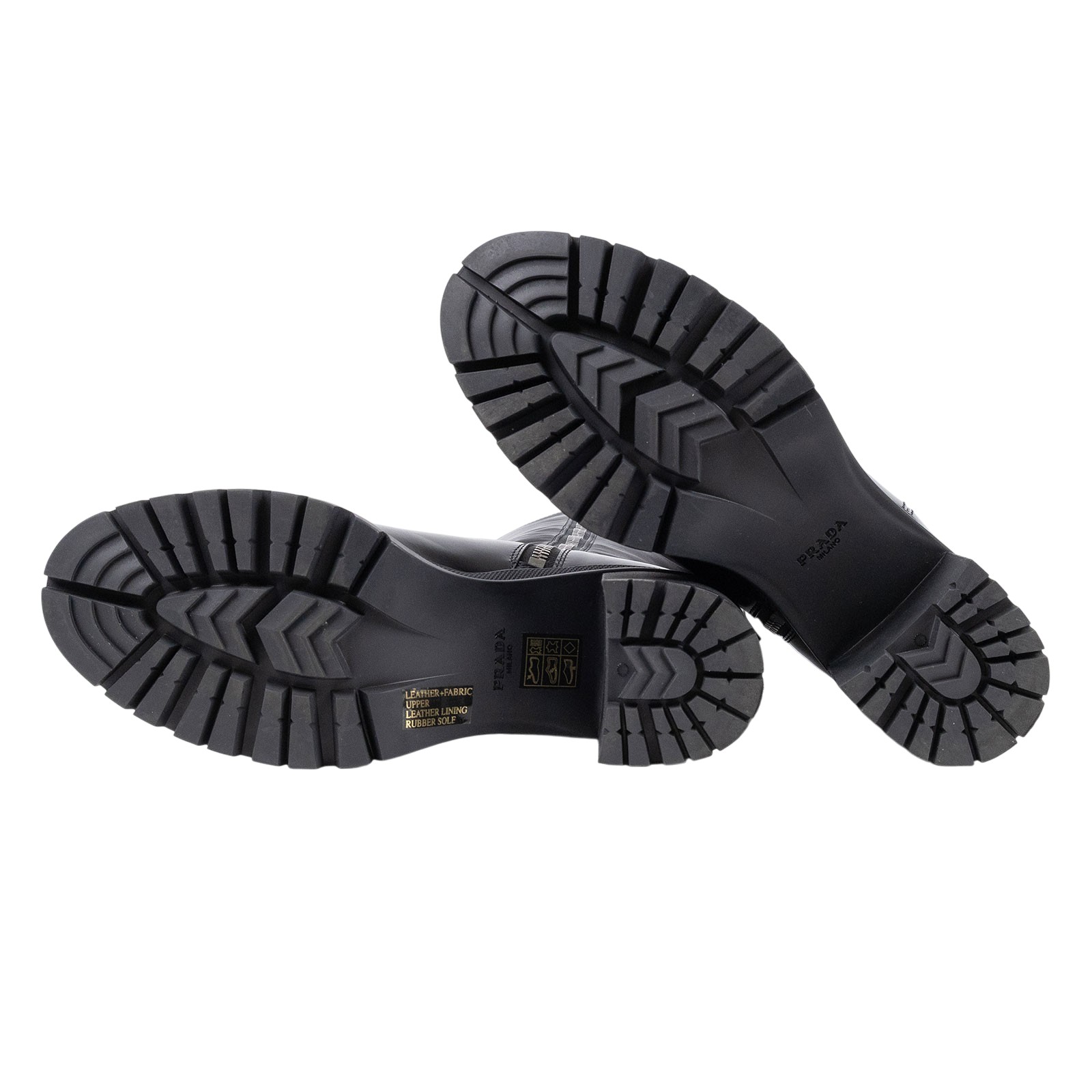 普拉達 PRADA 尼龍長靴 1W011N_3LFU_37 黑亮面皮革拼尼龍靴#37 原廠盒子/防塵袋3