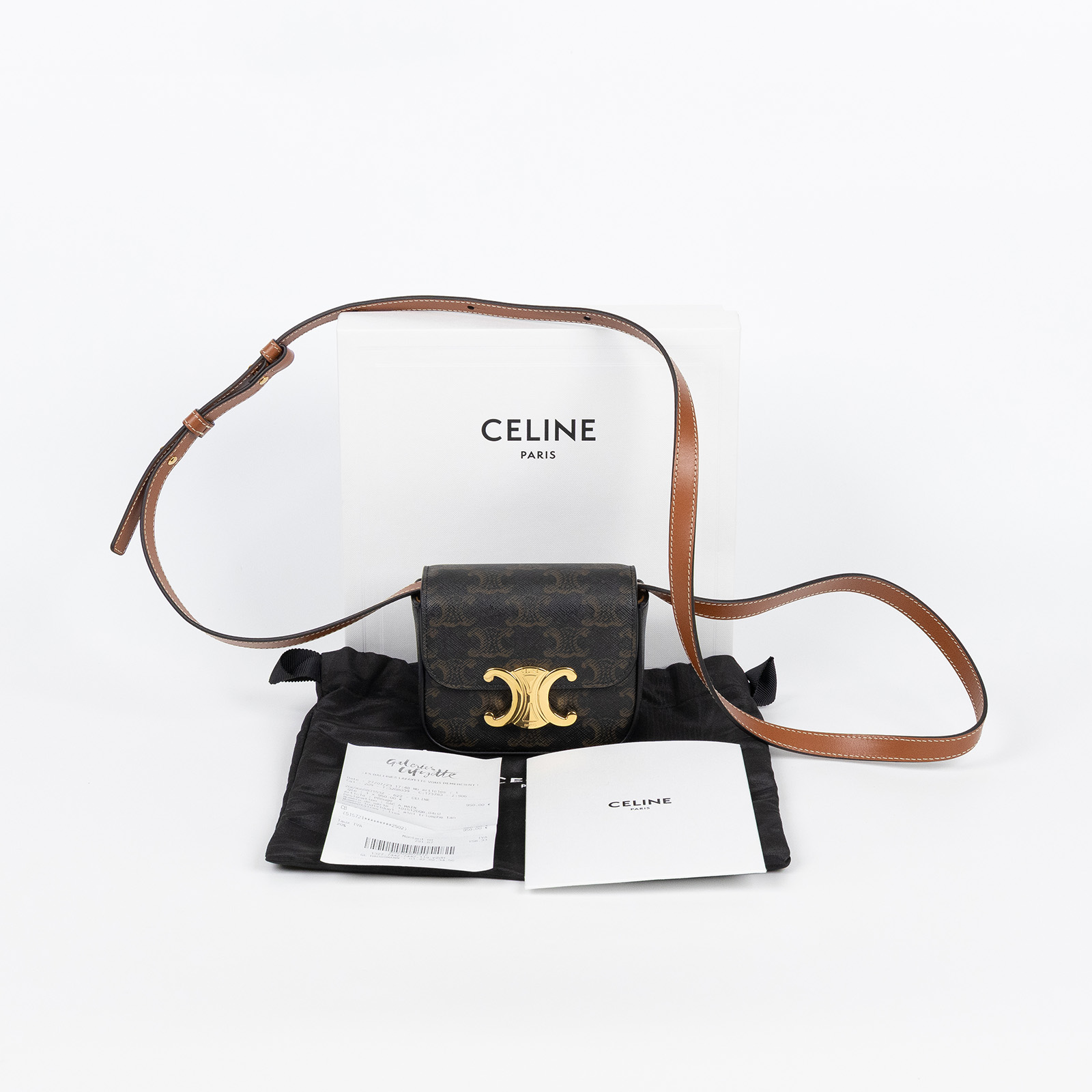 思琳 CELINE Claude 牛皮革 迷你 手袋 10I512DQB 凱旋TRIOMPHE MINI 原廠盒子/防塵袋/購買證明