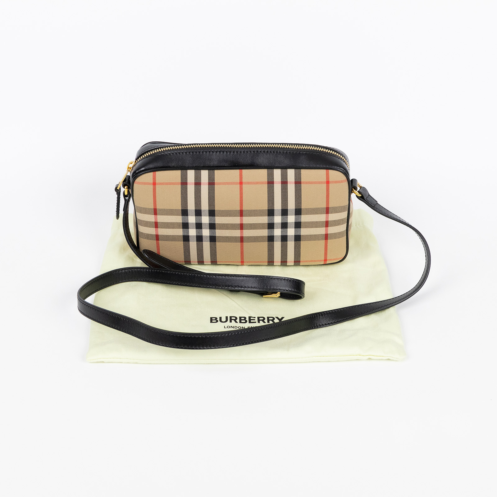 博柏利 BURBERRY Elongated 相機包 8020725 格紋肩背包 防塵袋