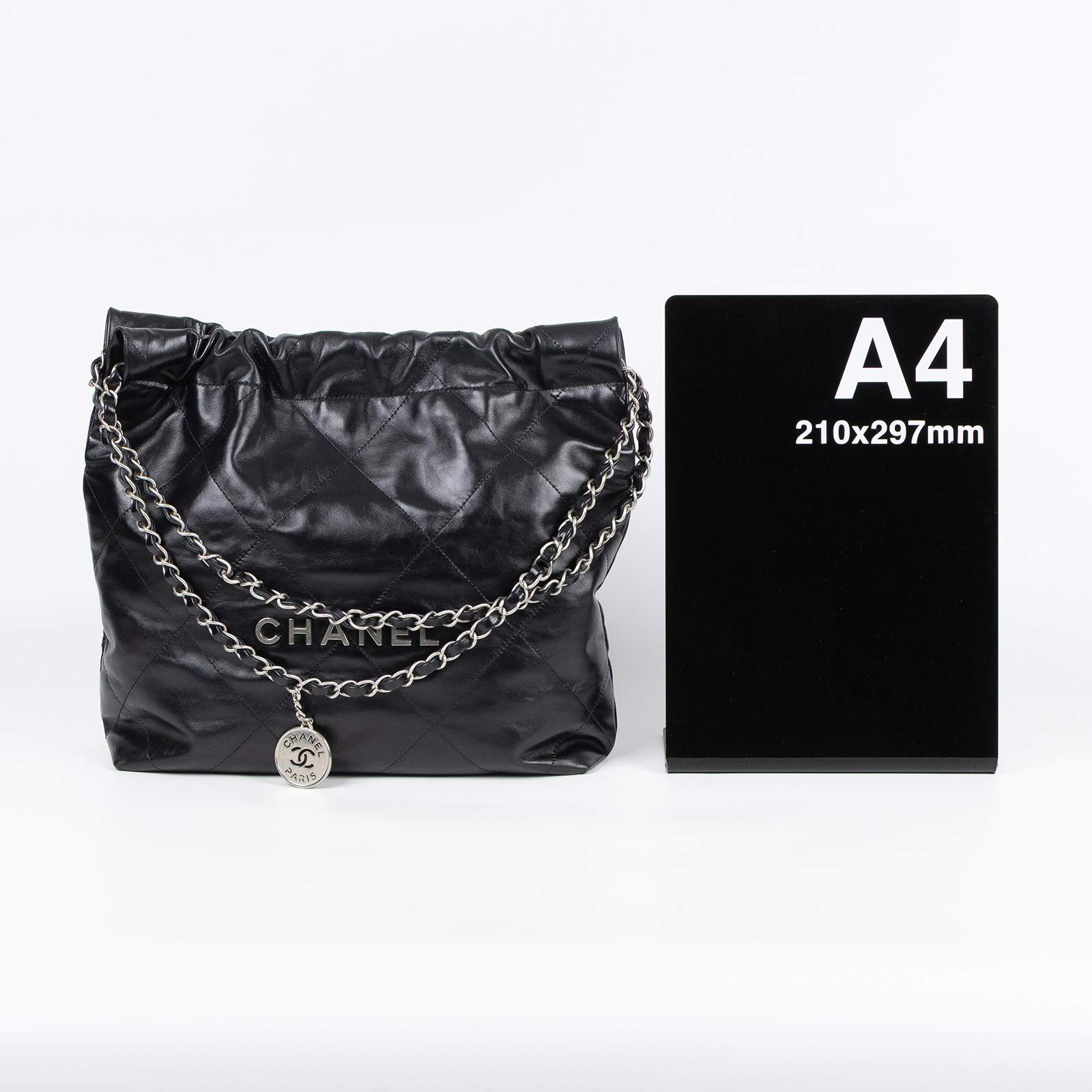 香奈兒 CHANEL 22 中型 束口包 AS3261 晶片款 黑銀22BAG 小號 內袋