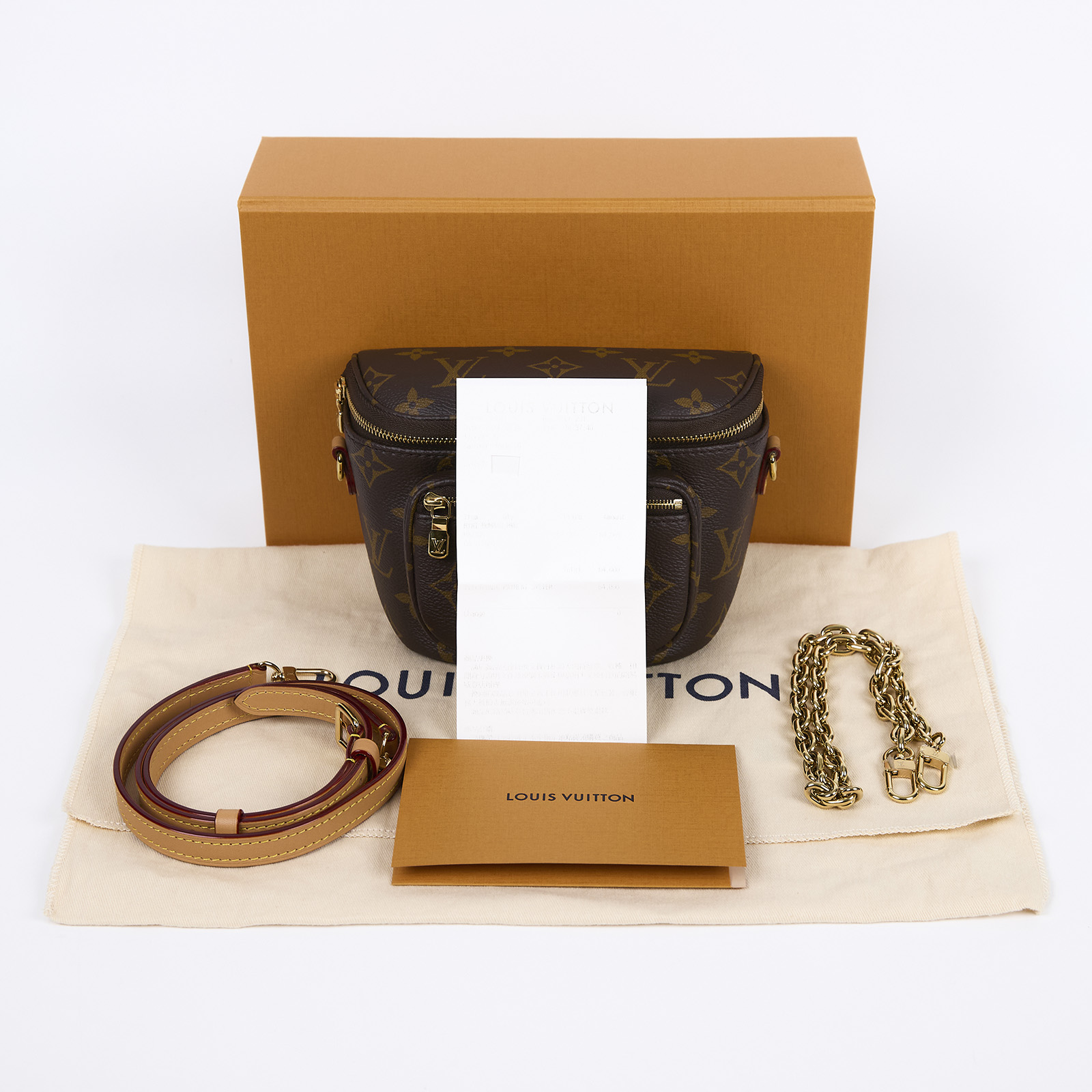 路易威登 LOUIS VUITTON Mini Bumbag 迷你 腰包 鏈條 單肩包 M82335 晶片款  原廠盒子/防塵袋/背帶2/購買證明