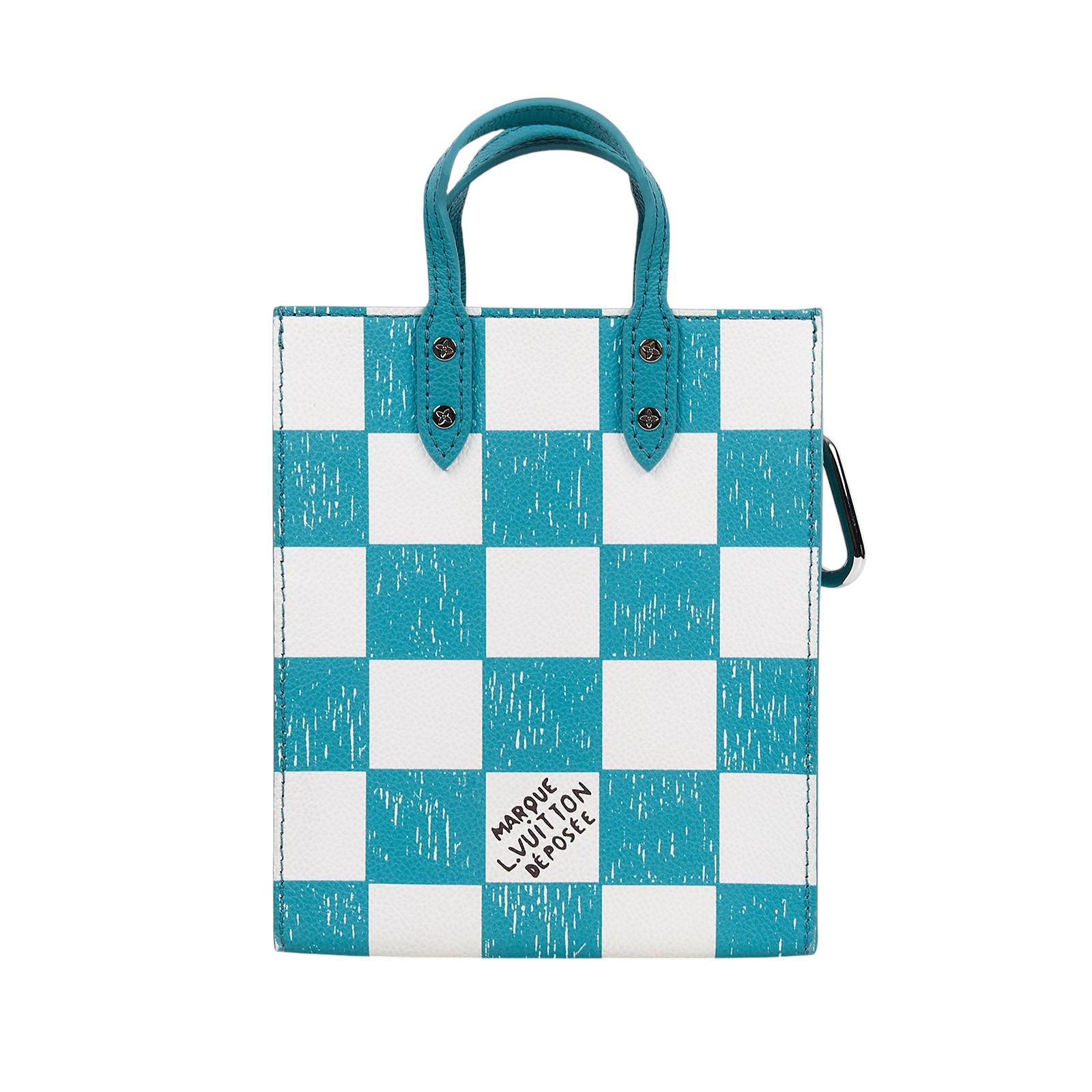 路易威登 LOUIS VUITTON Sac Plat 手提 鏈條包 N60495 晶片款 藍白棋盤格Sac Plat XS 防塵袋/背帶/購買證明