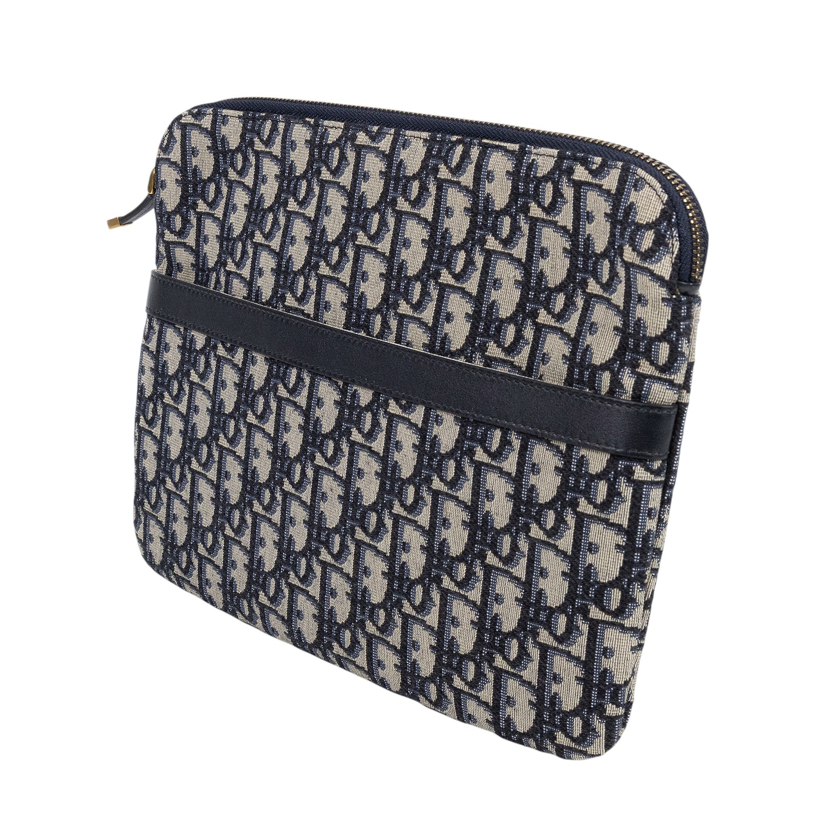 迪奧 CHRISTIAN DIOR DiorTravel 旅行套組 S5476CTZQ 藍黑緹花手拿包 防塵袋