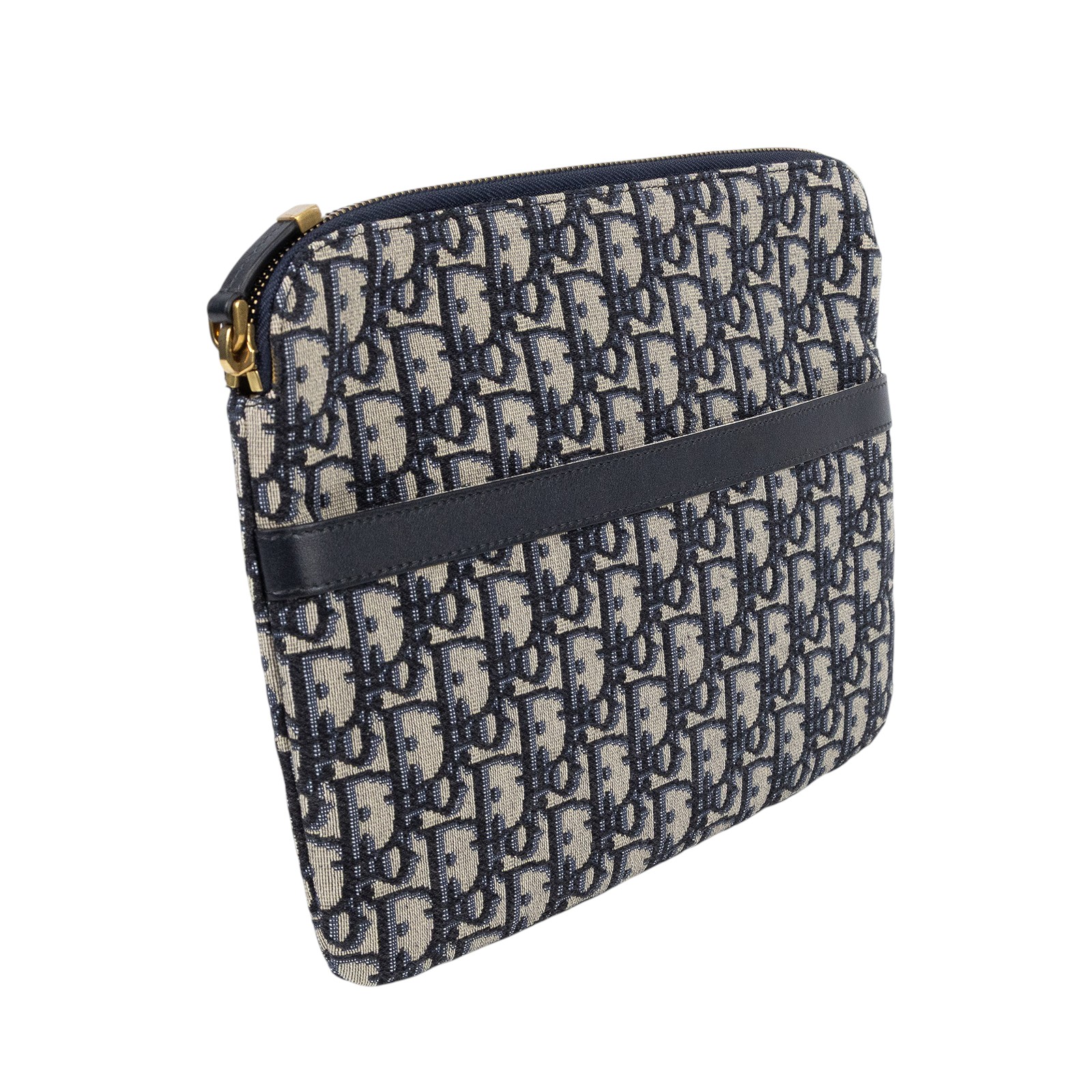 迪奧 CHRISTIAN DIOR DiorTravel 旅行套組 S5476CTZQ 藍黑緹花手拿包 防塵袋