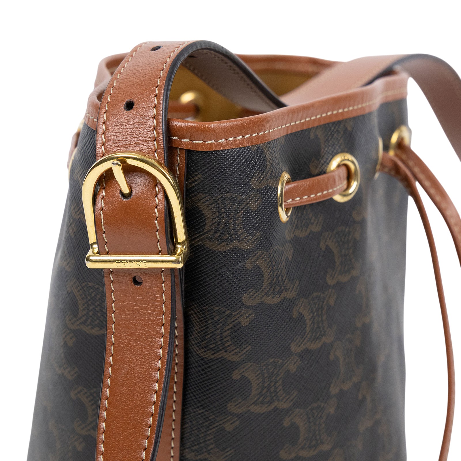 思琳 CELINE Triomphe帆布 小型 索繩 斜背 肩背 水桶包 191142BZJ 原花凱旋水桶包 購買證明