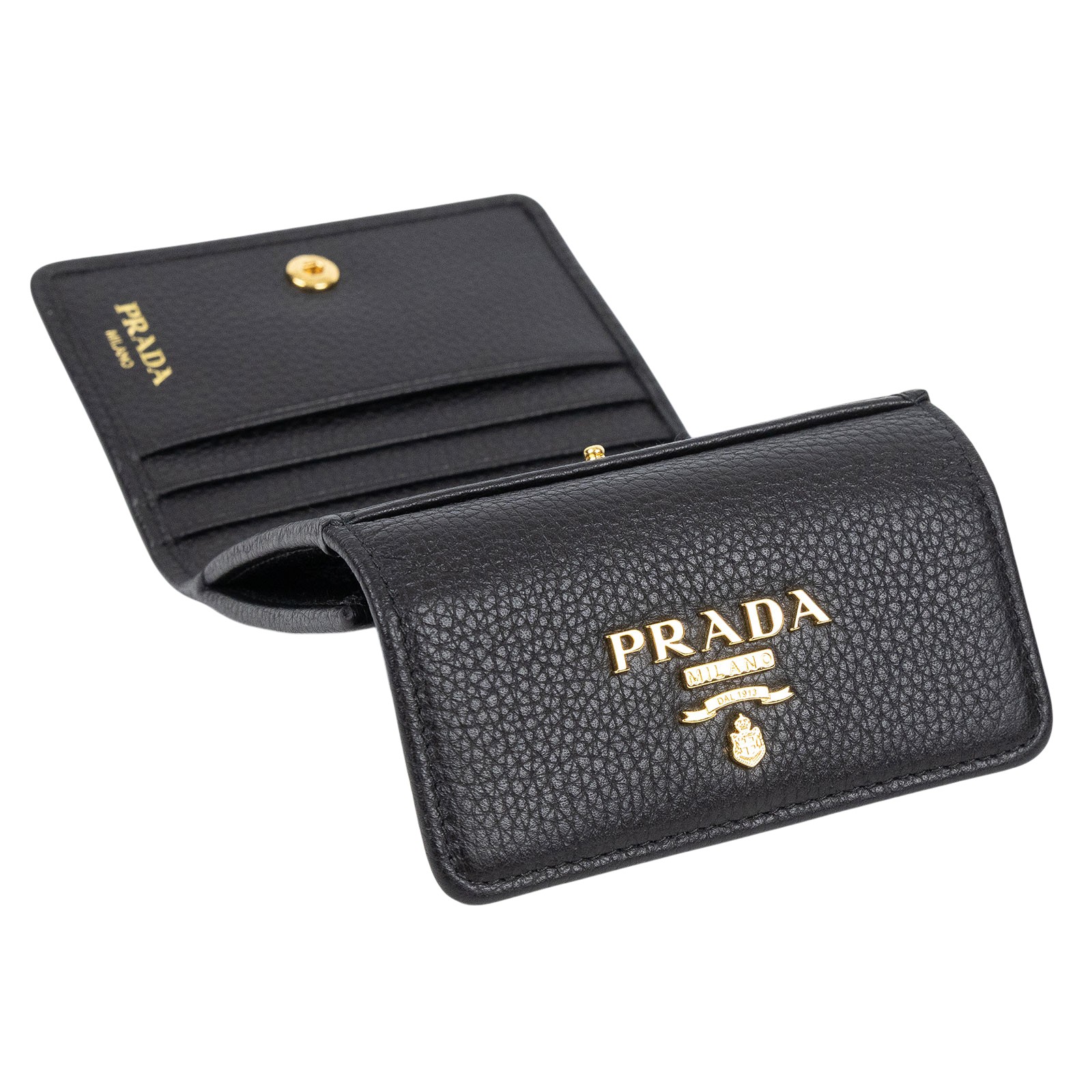 普拉達 PRADA  1MH350_2E3A 黑金零錢包 原廠盒子