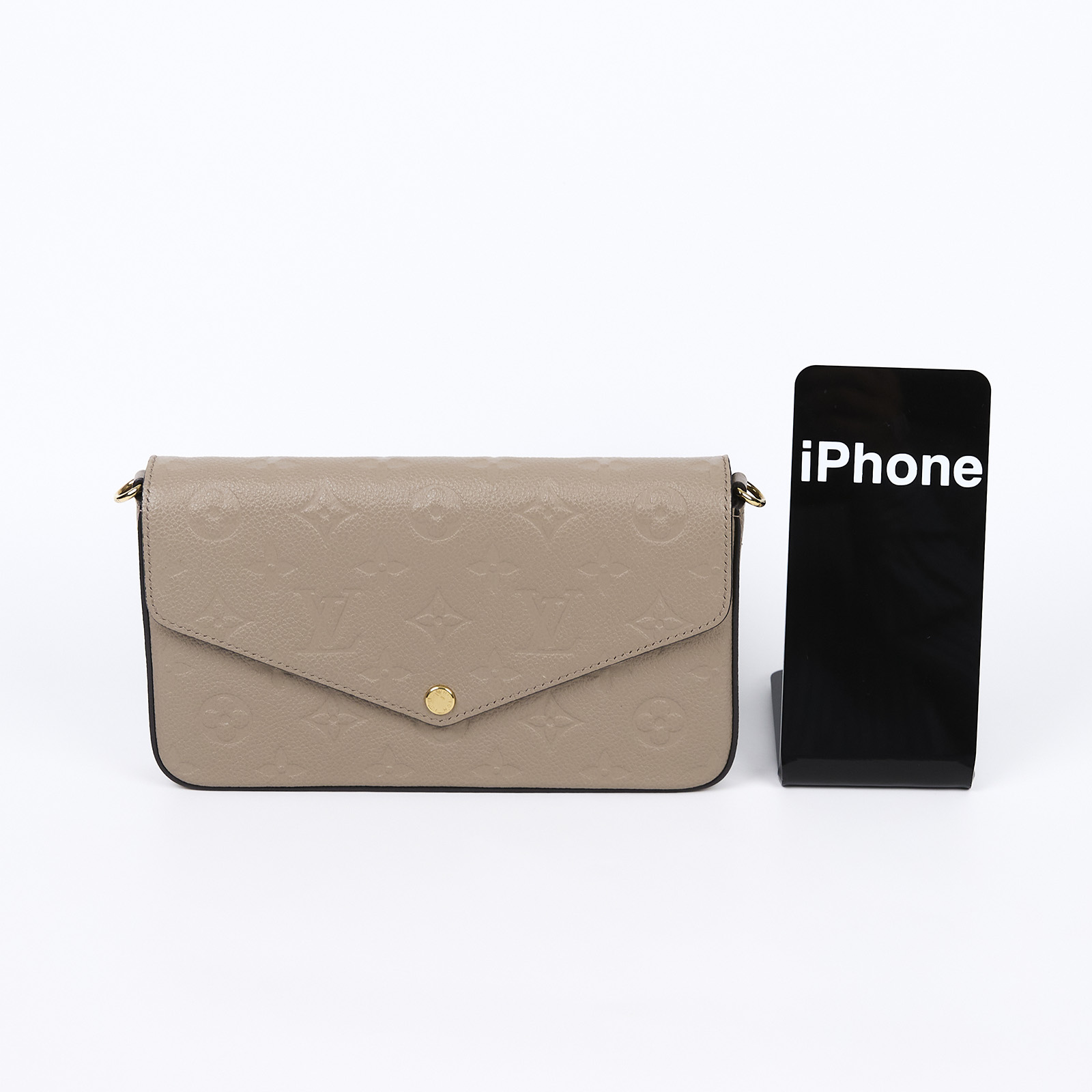 路易威登 LOUIS VUITTON Félicie Pochette 壓花皮格 WOC 翻蓋 斜背 鍊帶 肩背包 米色 M82609 晶片款  原廠盒子/防塵袋/背帶/內袋2