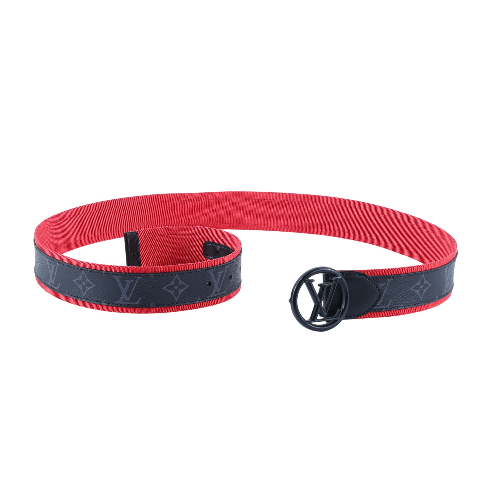 路易威登 LOUIS VUITTON Circle 40mm 皮帶 M0131S 紅黑LOGO皮帶#100 原廠盒子/防塵袋