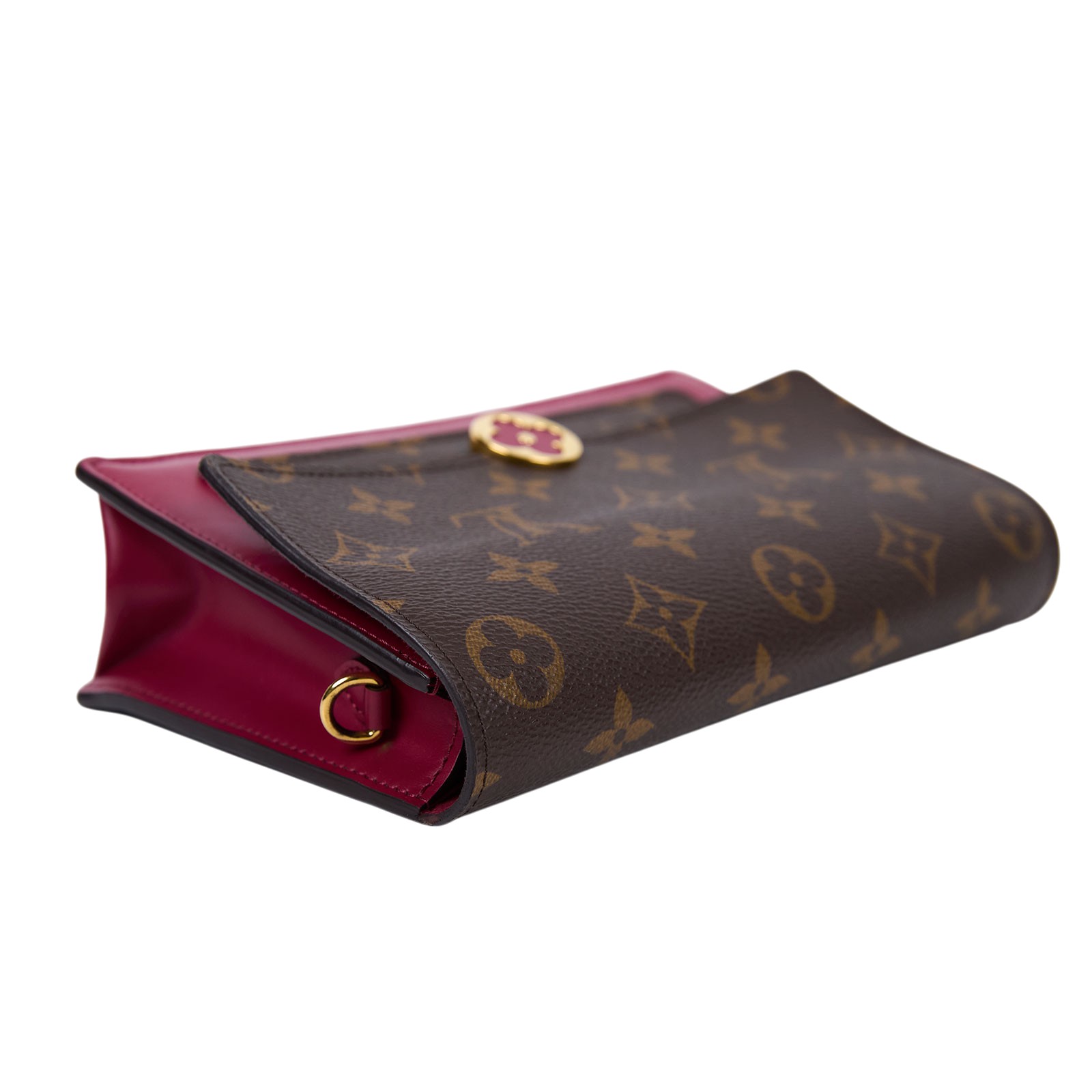路易威登 LOUIS VUITTON Flore 肩背包 桃紅色 M69578 晶片款 原花拚桃紅FLORE掀蓋肩背包 原廠盒子/防塵袋/背帶/購買證明