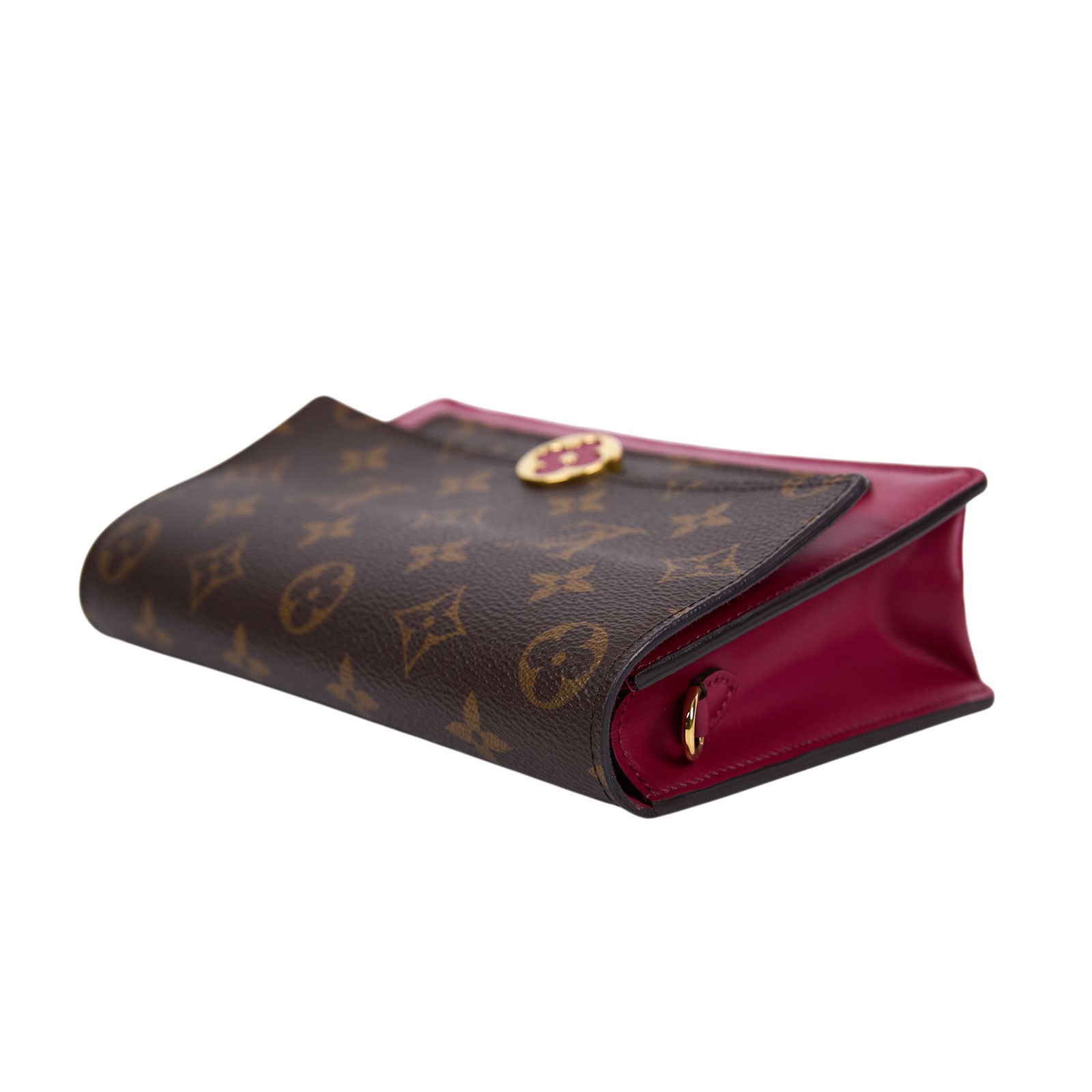 路易威登 LOUIS VUITTON Flore 肩背包 桃紅色 M69578 晶片款 原花拚桃紅FLORE掀蓋肩背包 原廠盒子/防塵袋/背帶/購買證明