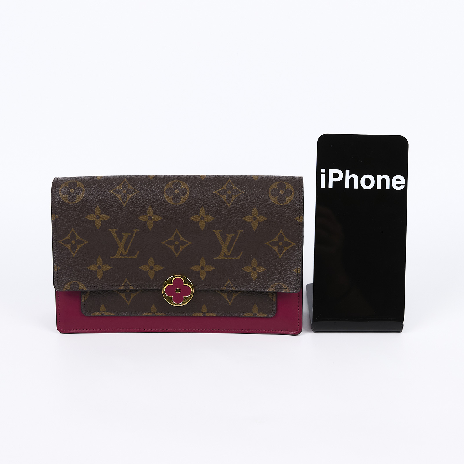 路易威登 LOUIS VUITTON Flore 肩背包 桃紅色 M69578 晶片款 原花拚桃紅FLORE掀蓋肩背包 原廠盒子/防塵袋/背帶/購買證明