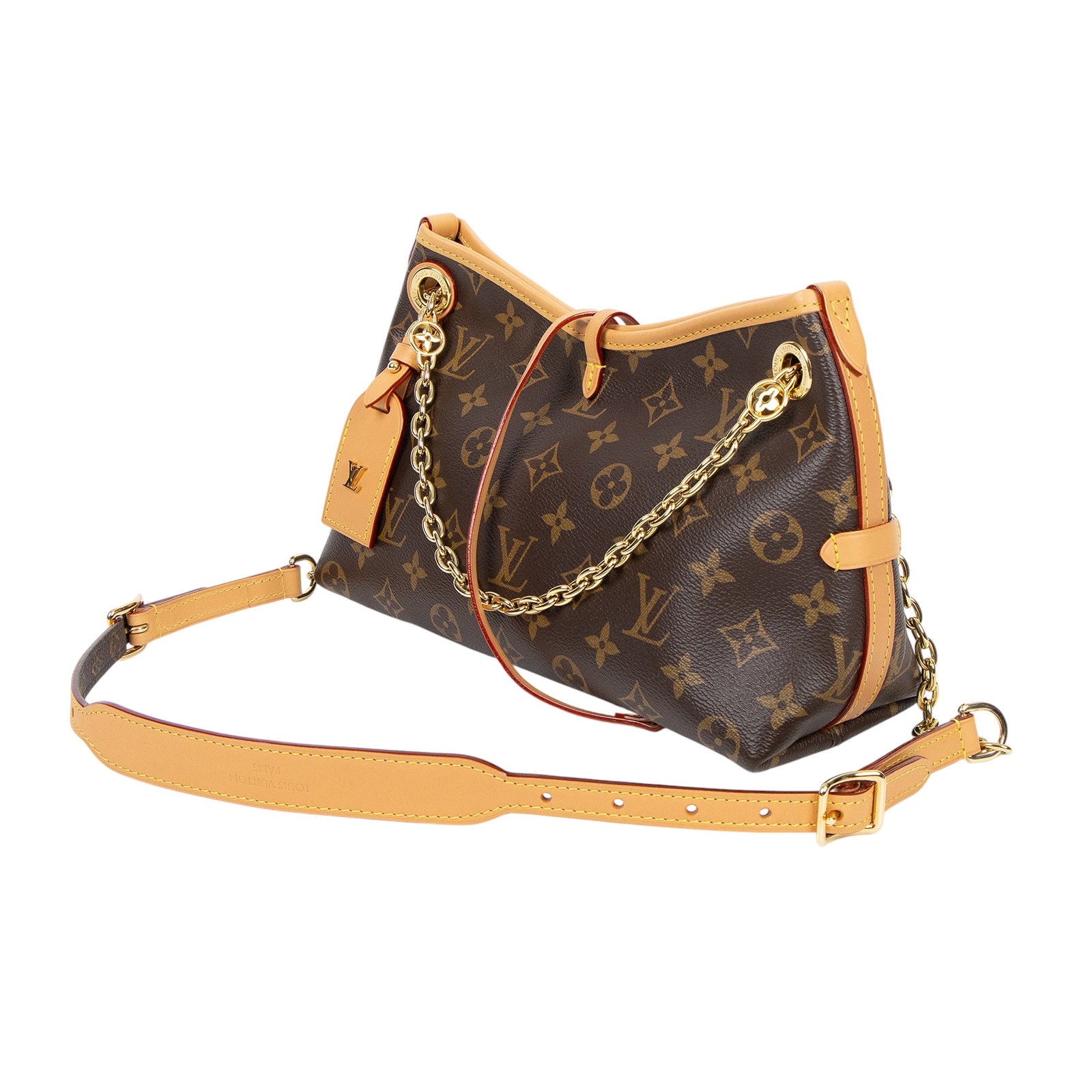 路易威登 LOUIS VUITTON Boulogne 牛角包 手提 斜肩背包 M45832 晶片款 原花CARRY ALL BB 背帶/吊牌