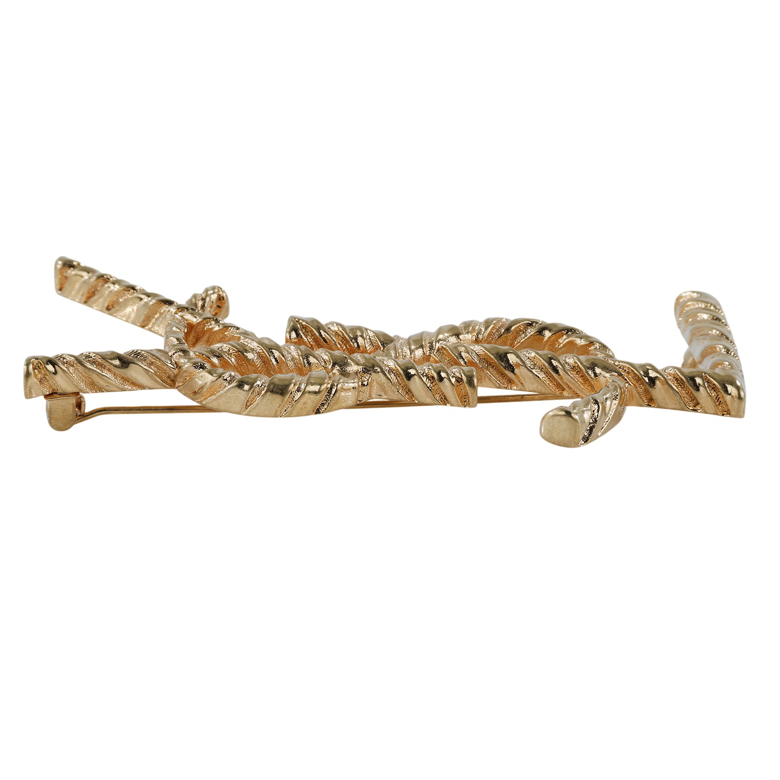 聖羅蘭 YSL SAINT LAURENT Paris Opium YSL 扭紋金屬胸針 652410Y1500 金色YSL胸針 原廠盒子/防塵袋/購買證明