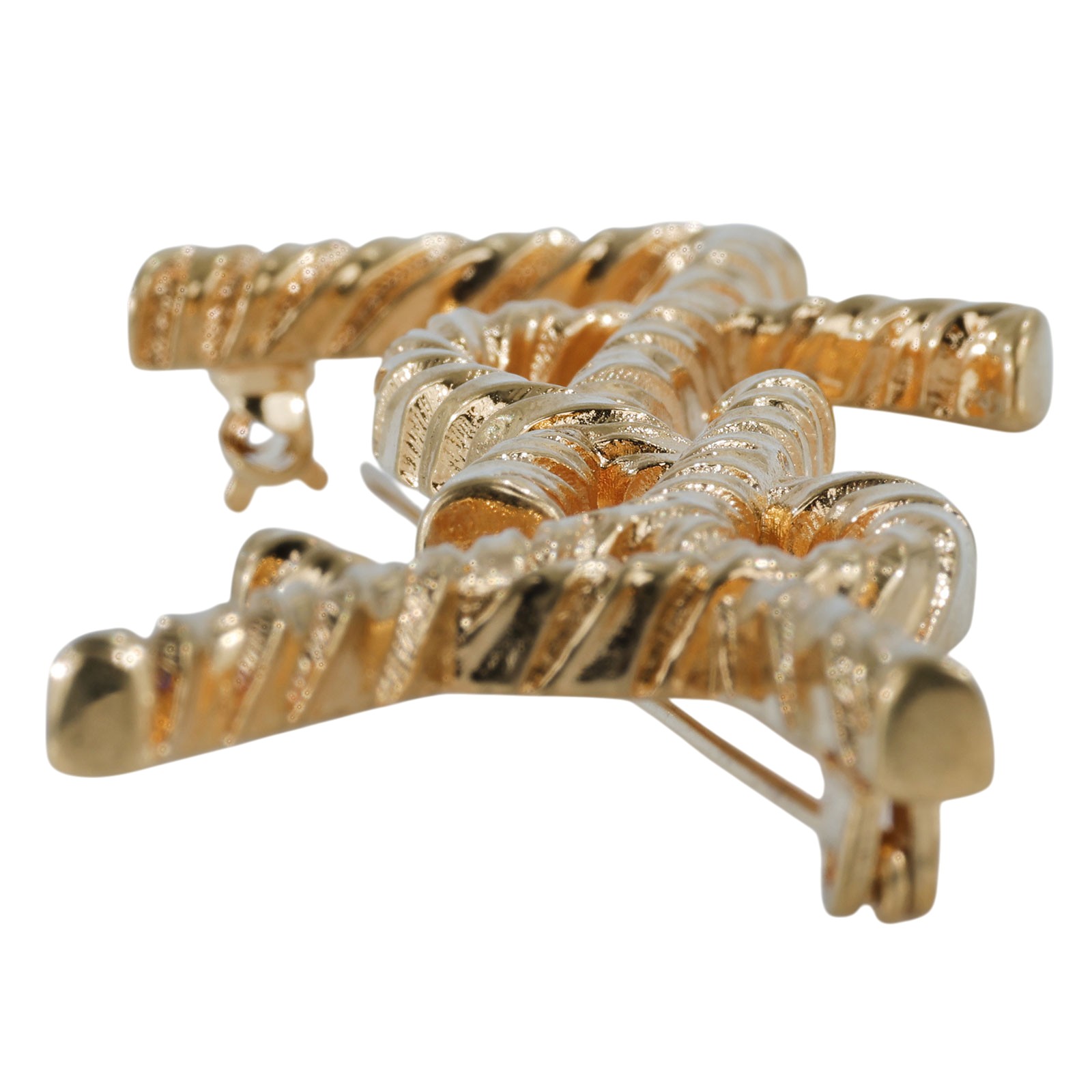 聖羅蘭 YSL SAINT LAURENT Paris Opium YSL 扭紋金屬胸針 652410Y1500 金色YSL胸針 原廠盒子/防塵袋/購買證明