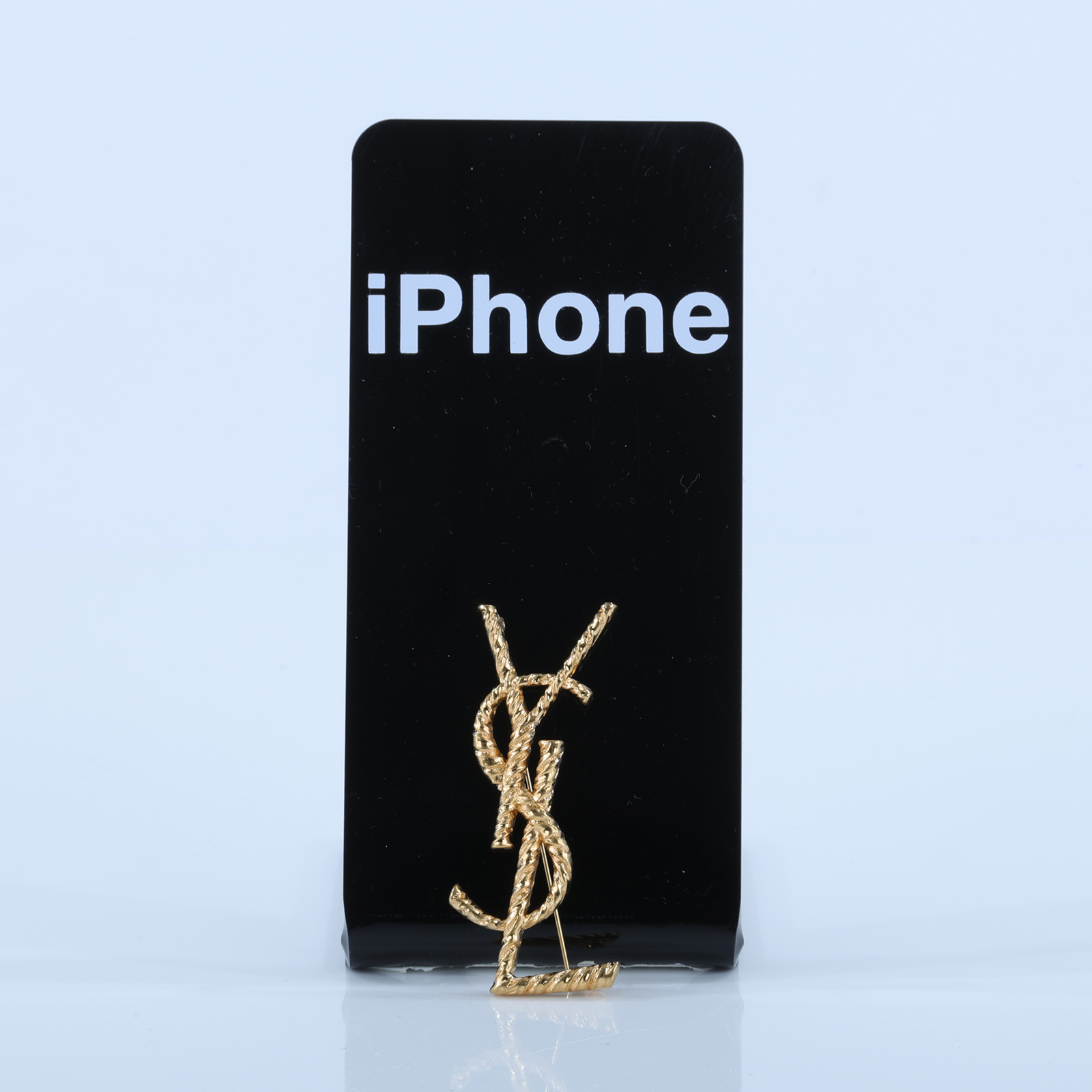 聖羅蘭 YSL SAINT LAURENT Paris Opium YSL 扭紋金屬胸針 652410Y1500 金色YSL胸針 原廠盒子/防塵袋/購買證明