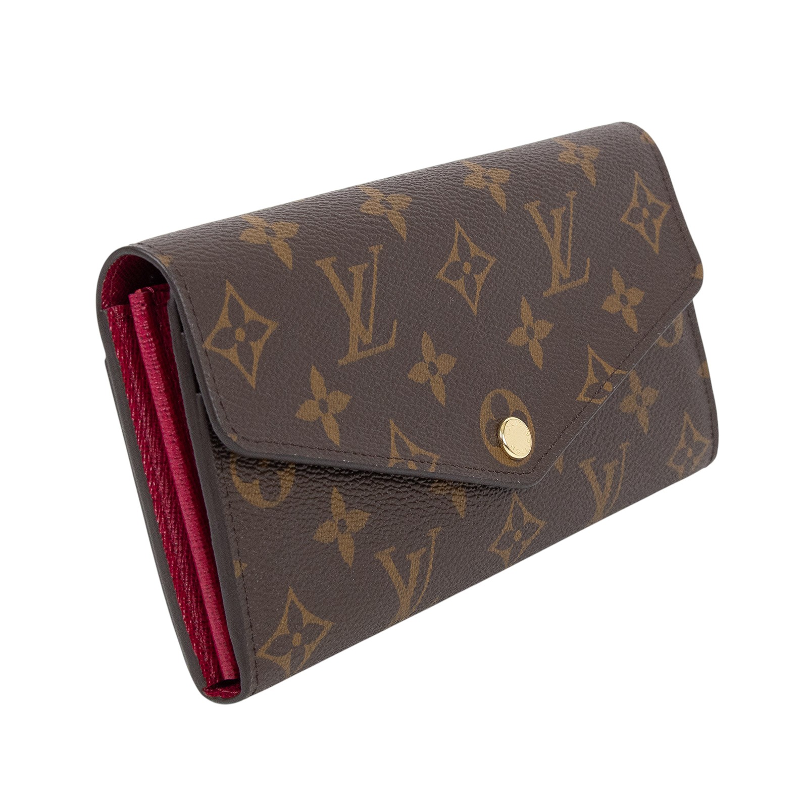 路易威登 LOUIS VUITTON Sarah 錢包 口蓋長夾 紫紅色 M62234 晶片款 原花內拼紅Sarah錢包 原廠盒子/防塵袋