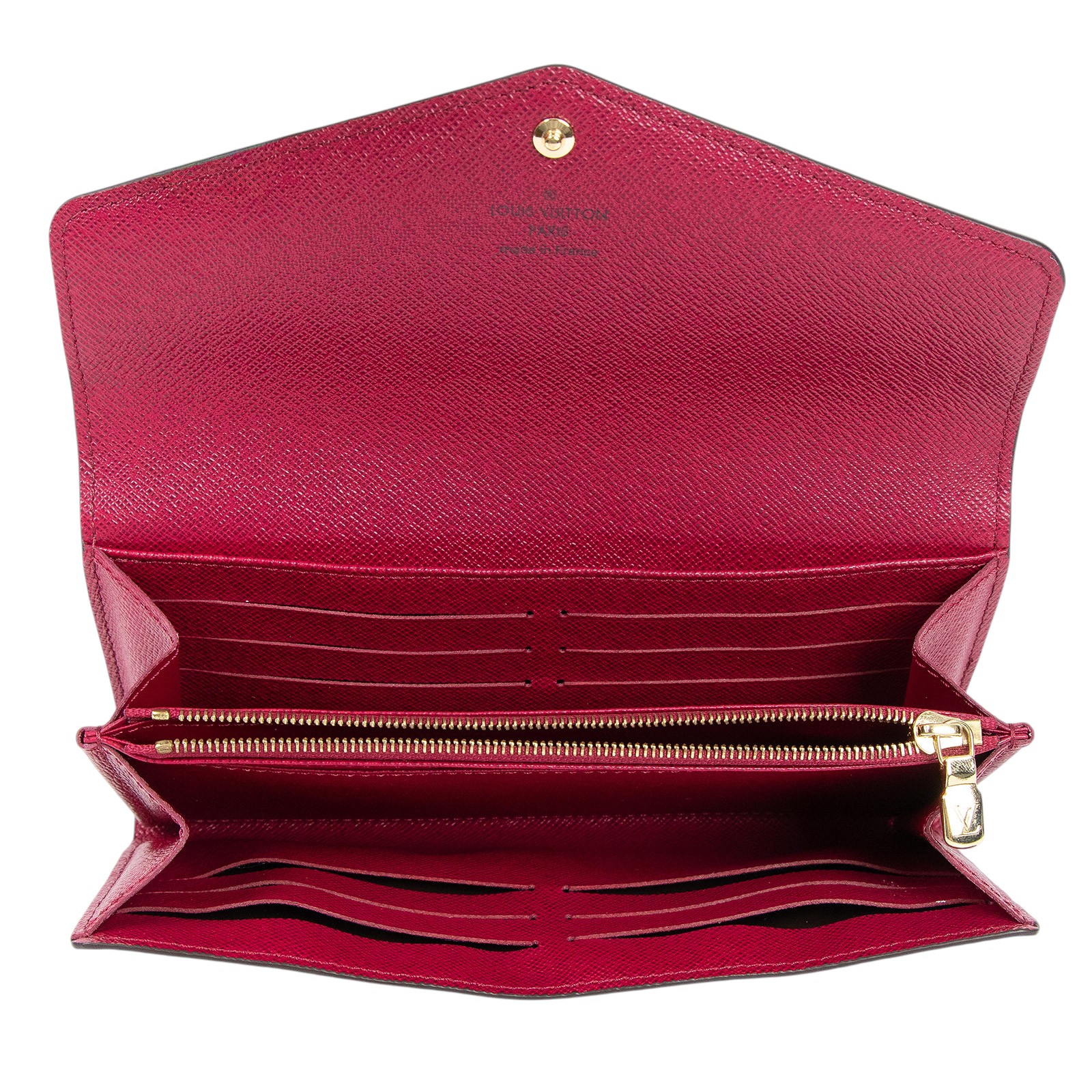 路易威登 LOUIS VUITTON Sarah 錢包 口蓋長夾 紫紅色 M62234 晶片款 原花內拼紅Sarah錢包 原廠盒子/防塵袋