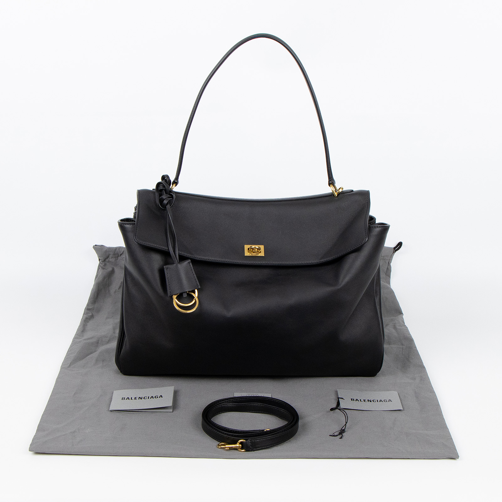 巴黎世家 BALENCIAGA Rodeo Large 手提包 7897442ABV5 黑金RODEO LARGE 防塵袋/背帶/吊牌