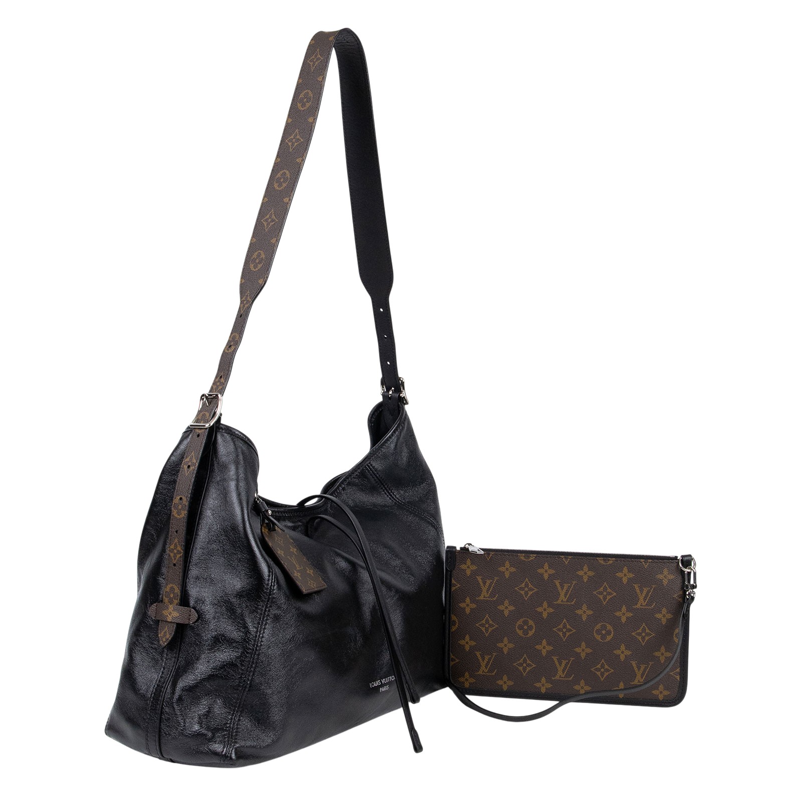 路易威登 LOUIS VUITTON CarryAll Vibe MM 手提 肩背包 黑色 M25143 晶片款  原廠盒子/防塵袋/背帶/內袋/發票/吊牌