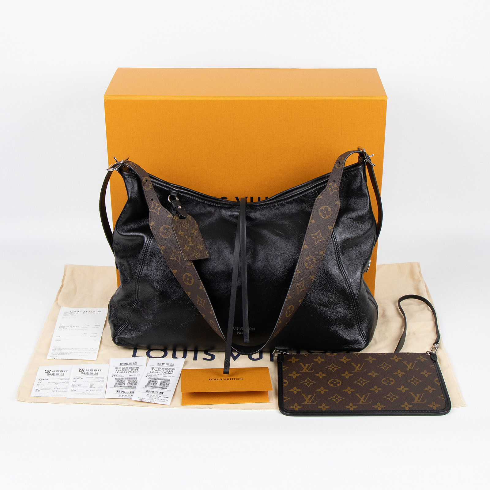 路易威登 LOUIS VUITTON CarryAll Vibe MM 手提 肩背包 黑色 M25143 晶片款  原廠盒子/防塵袋/背帶/內袋/發票/吊牌