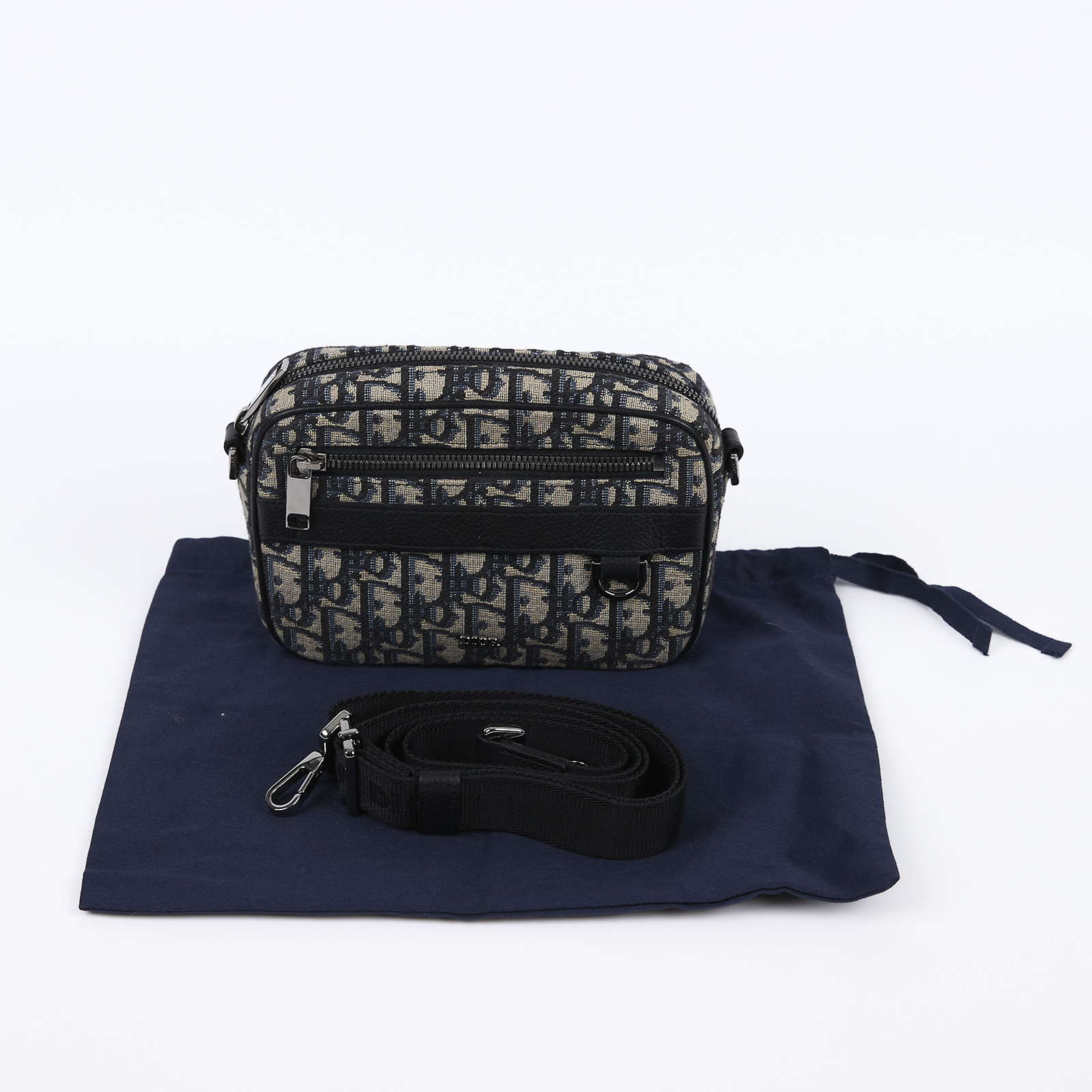 迪奧 CHRISTIAN DIOR Safari 郵差包 迷你 2ESWS011YKY 藍緹花SAFARI帆布相機包 防塵袋/背帶