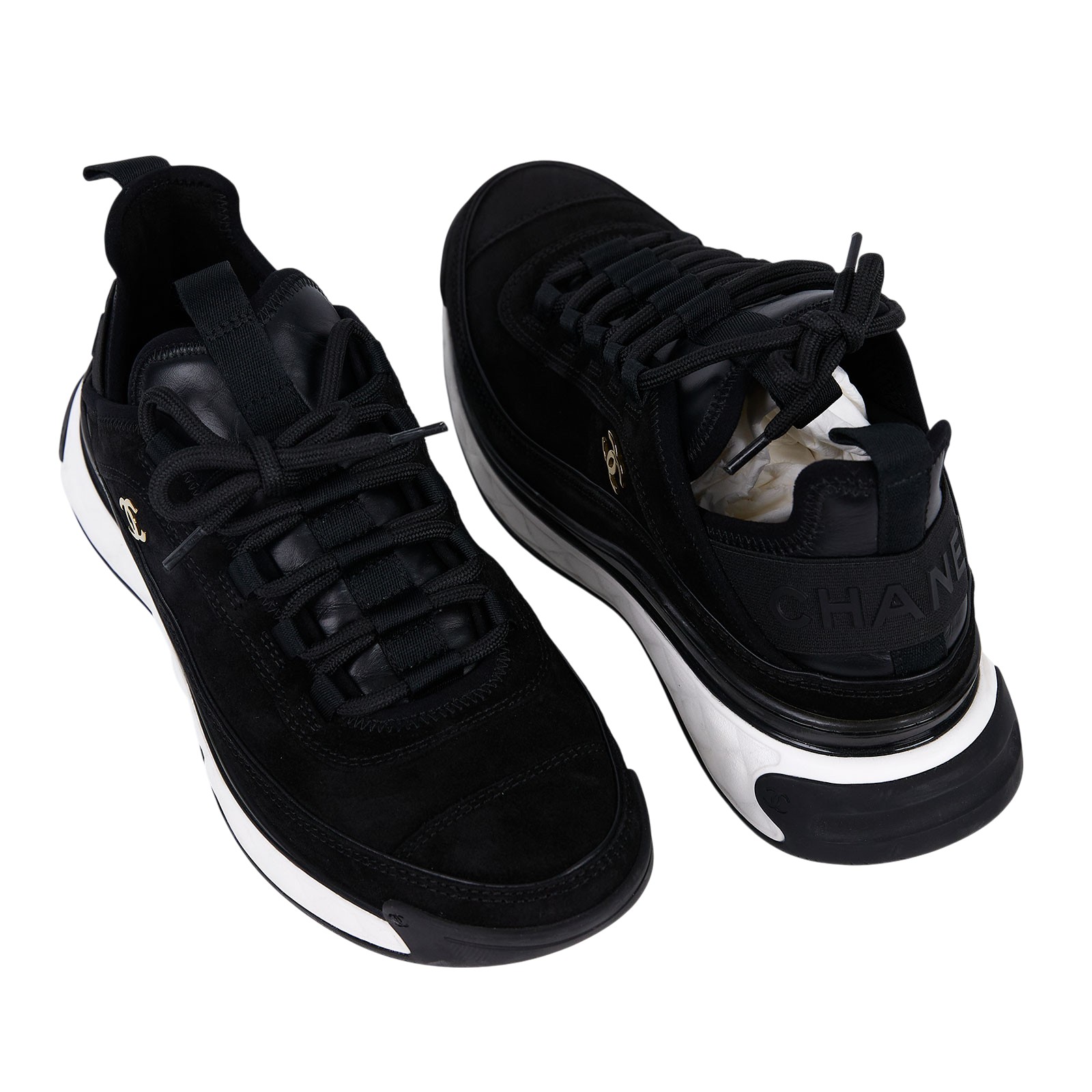 香奈兒 CHANEL 球鞋 麂皮 運動鞋 黑色 G45331_39 黑麂皮運動鞋#39 無附屬品
