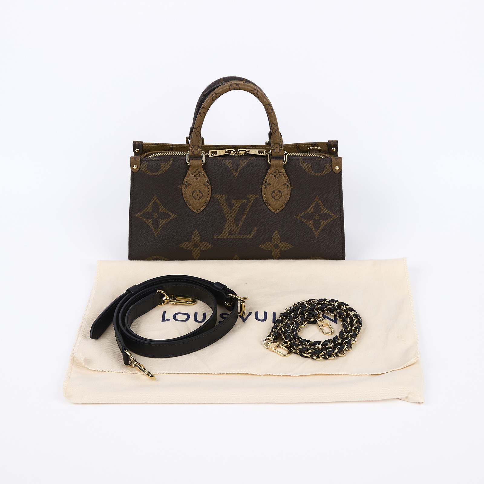 路易威登 LOUIS VUITTON OnTheGo East West Chain 手提包 托特包 肩背 老花 Monogram M14236 晶片款  防塵袋/背帶2