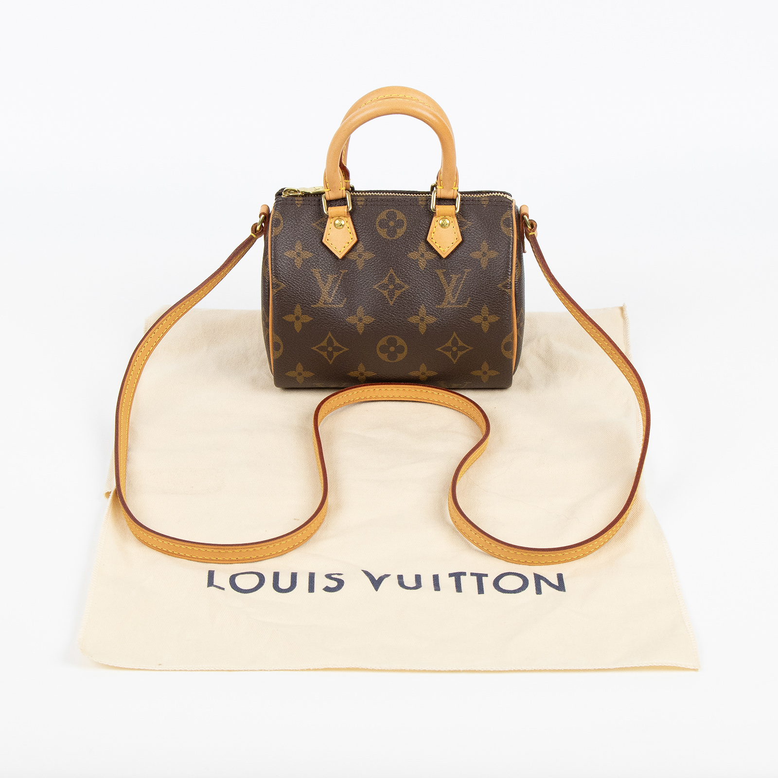 路易威登 LOUIS VUITTON Nano Speedy 經典帆布 手提 斜背 波士頓包 M61252 原花SPEEDY NANO 舊版 防塵袋