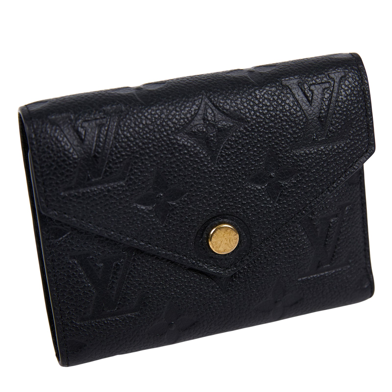 路易威登 LOUIS VUITTON Victorine 錢包 壓花牛皮 M64060 晶片款 黑原花壓紋Victorine三折短夾 原廠盒子/防塵袋/購買證明